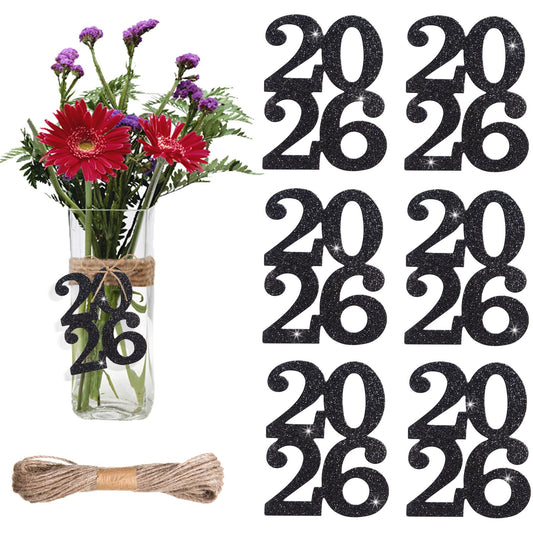 24 Pieces Glitter 2026 Cutouts Tags Decorations Double Side 2026 Graduation Cutouts 2026 Graduation Centerpiece 2026 New Year Decorations for New Year Party Supplies Favor(Silver, 2026) BST220