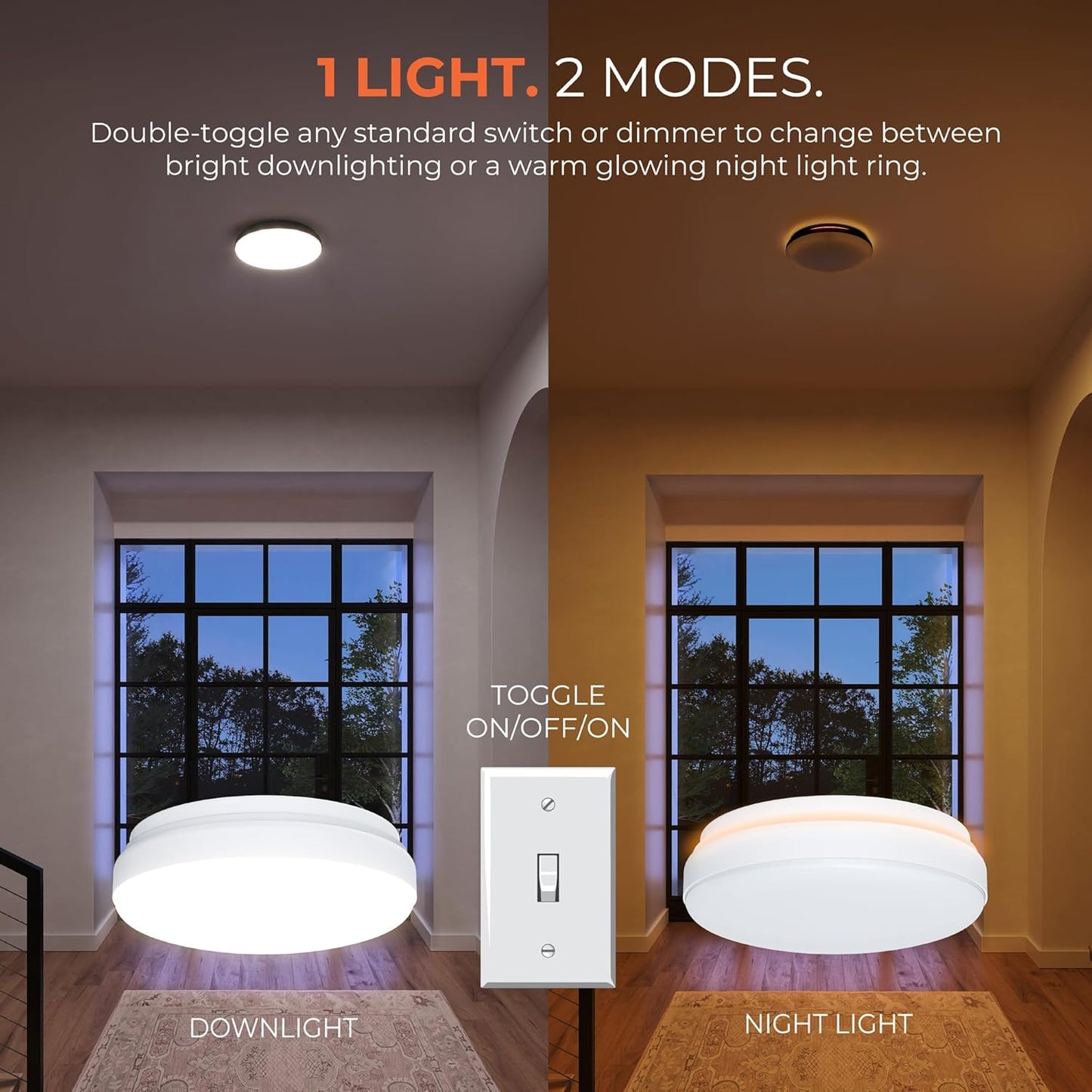 HALO FM 11” Indoor LED Flush Mount Ceiling Light w/Night Light 31