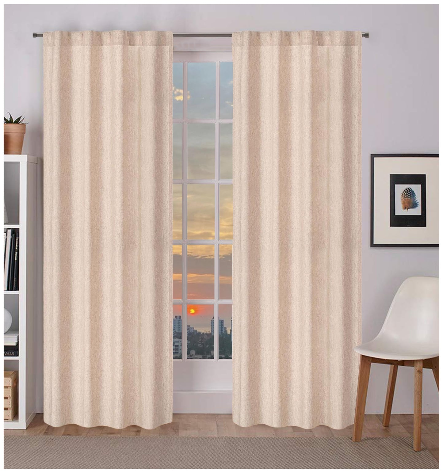 Bedding Craft Curtains 63 Inch Length - White Poly Cotton Slub Drapes with Tab Top, Set of 2, Ideal for Bedroom, Living Room, and Office_ 50x63 inch BST220