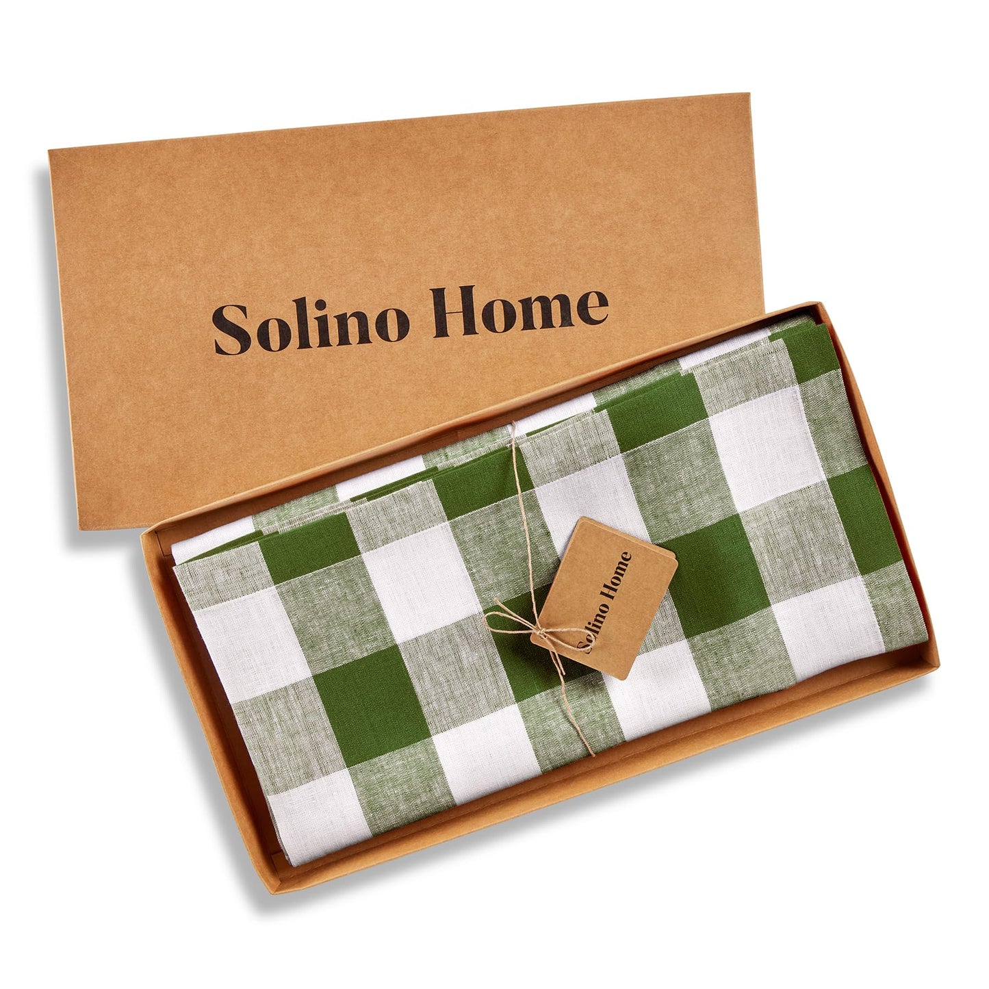 Solino Home 100% Pure Linen Rectangular Tablecloth Pink Check, 60 x 120 in | Buffalo Check Linen Table Cloth for dining and entertaining | buffalo checkered weave | Marshmellow Pink | OEKO-TEX Certified BST326SOLH