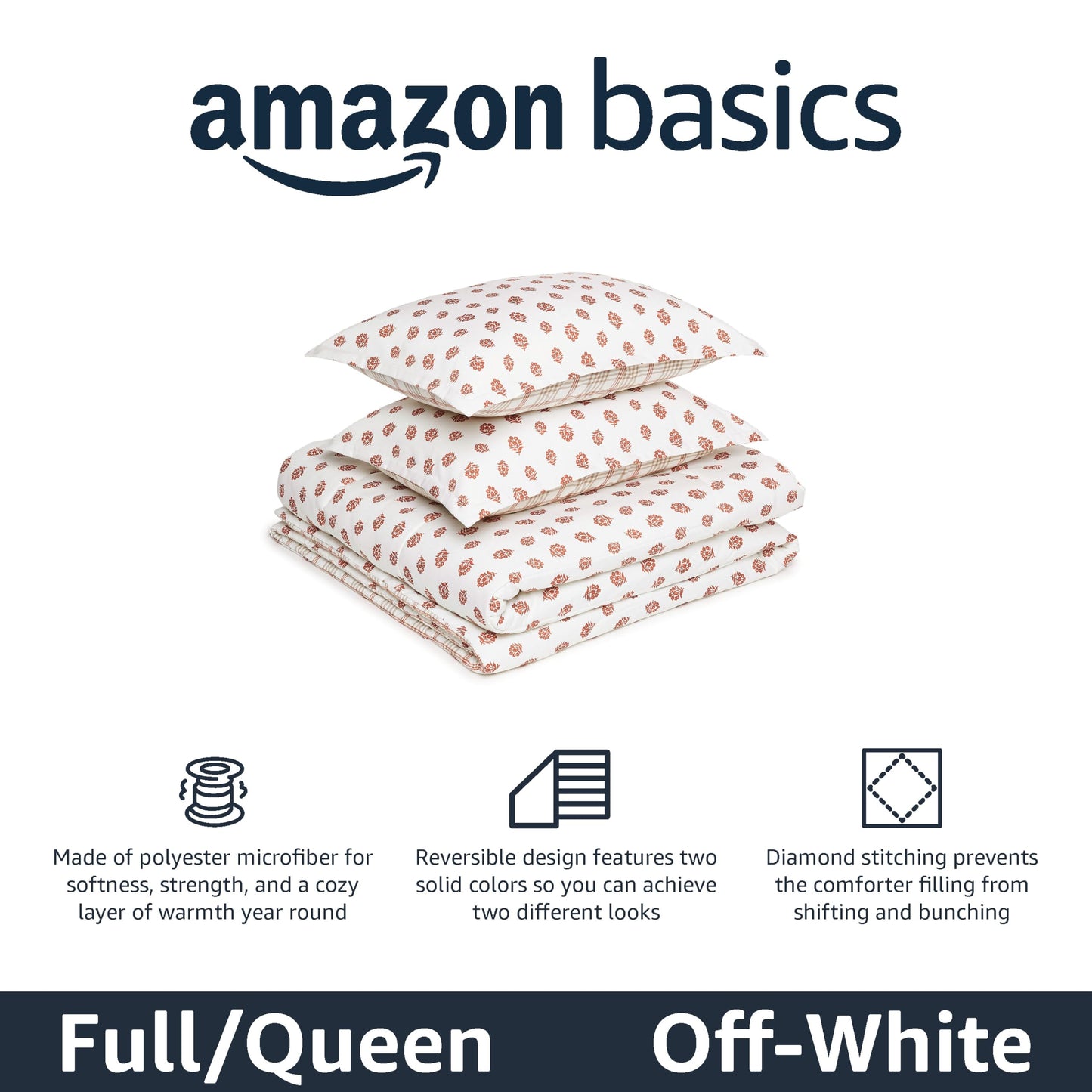 Amazon Basics Comforter Blanket, Reversible, Lightweight Microfiber, Machine Washable, All Season, Full/Queen, Black/Grey