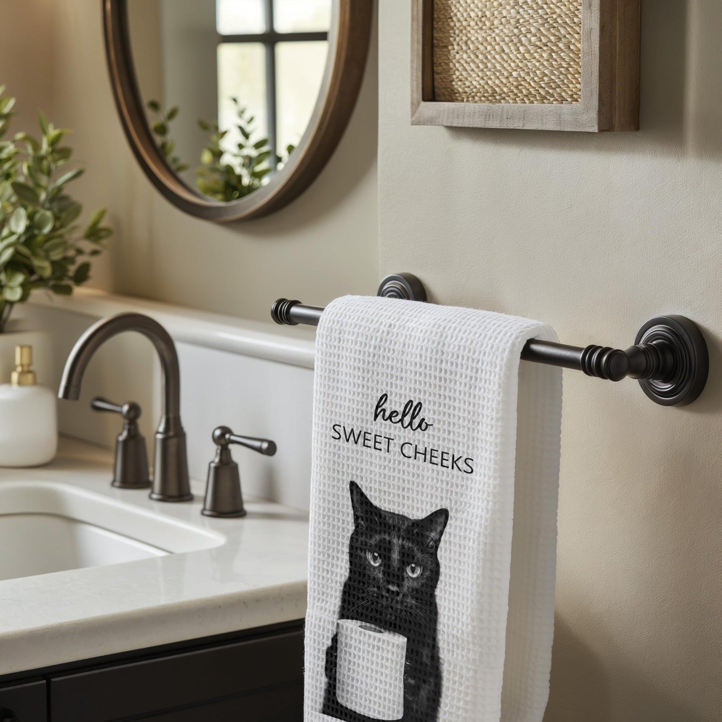 Funny Bear Bathroom Hand Towels Set of 2, Hello Sweet Bear Bathroom Decor, Funny Wild Animal Hand Towels for Washroom Restroom Decor, 16x24 Inch BST326L
