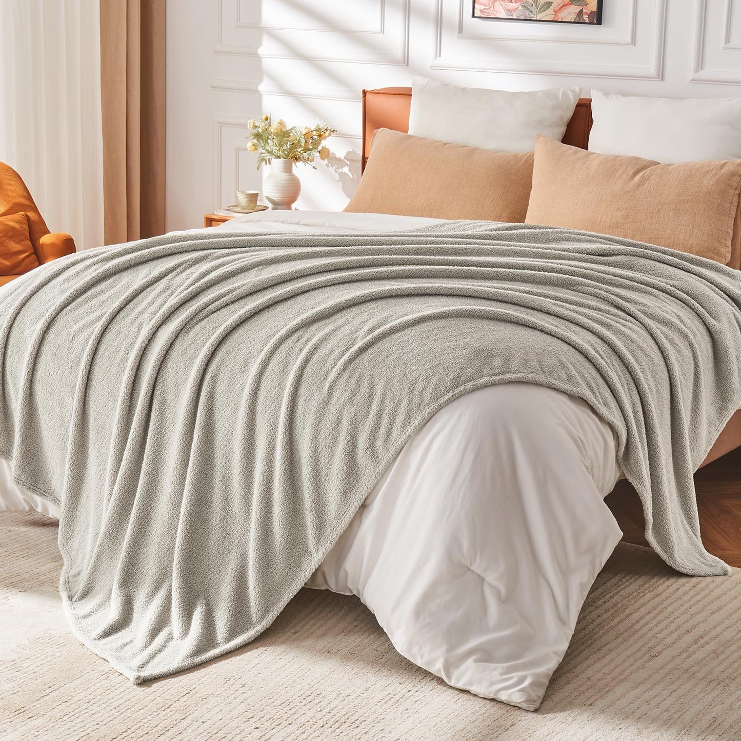 EMME Fleece Blanket, 3D Jacquard Throw Blanket for Couch and Bed, Soft Cozy and Fluffy Blankets Lightweight Luxury Flannel with Waffle Design (Navy Blue, 50" x 60") BST202