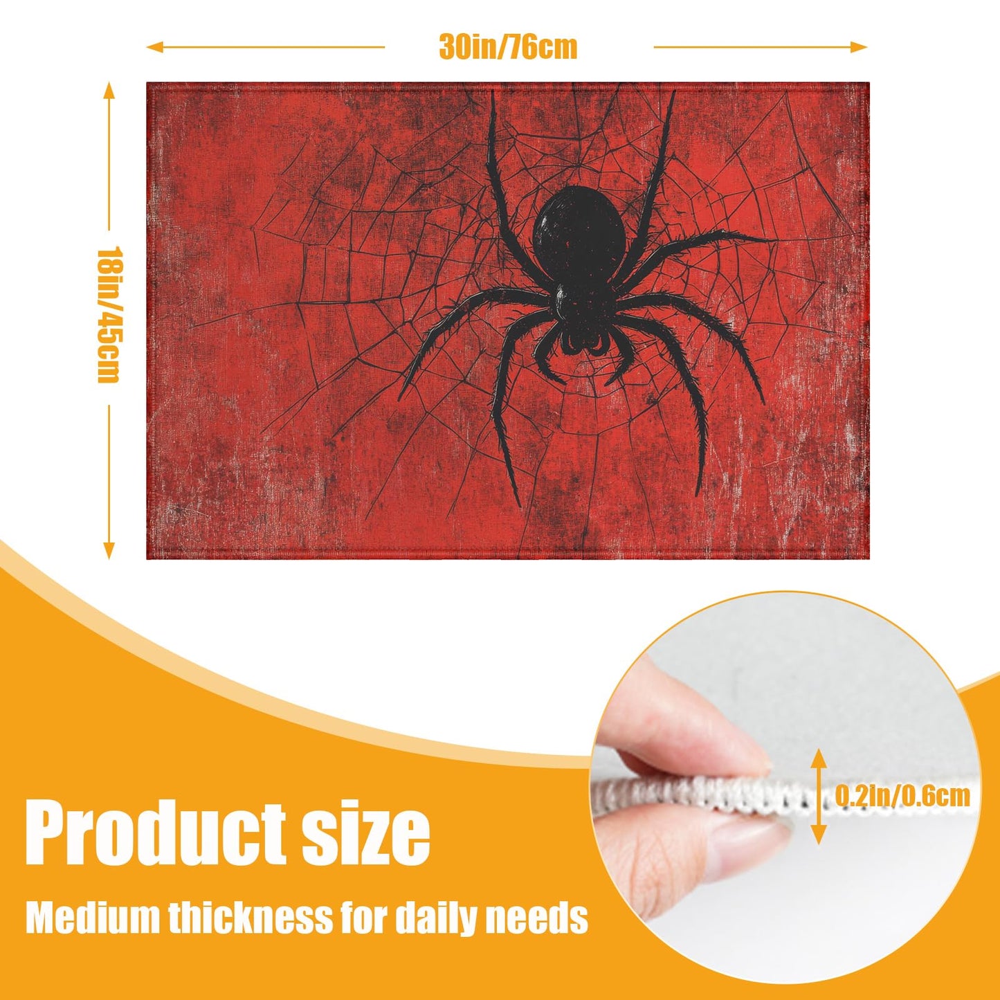 Red Spider Web Bath Mat for Bathroom,Washable Door Mat Absorbent Bath Rug Non-Slip Floor Rug Carpets,for Kitchen Bedroom Indoor BST220
