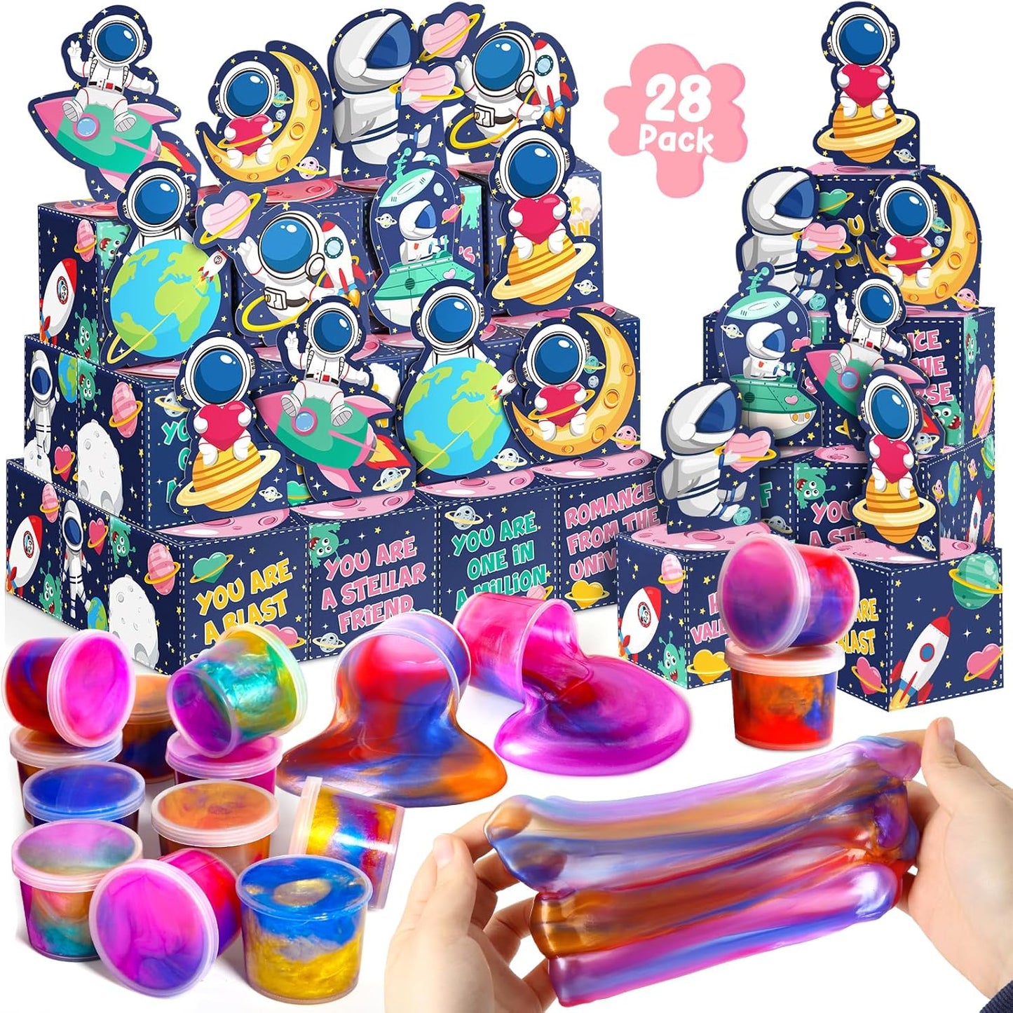 Galaxy Slime Valentines 28pcs 65