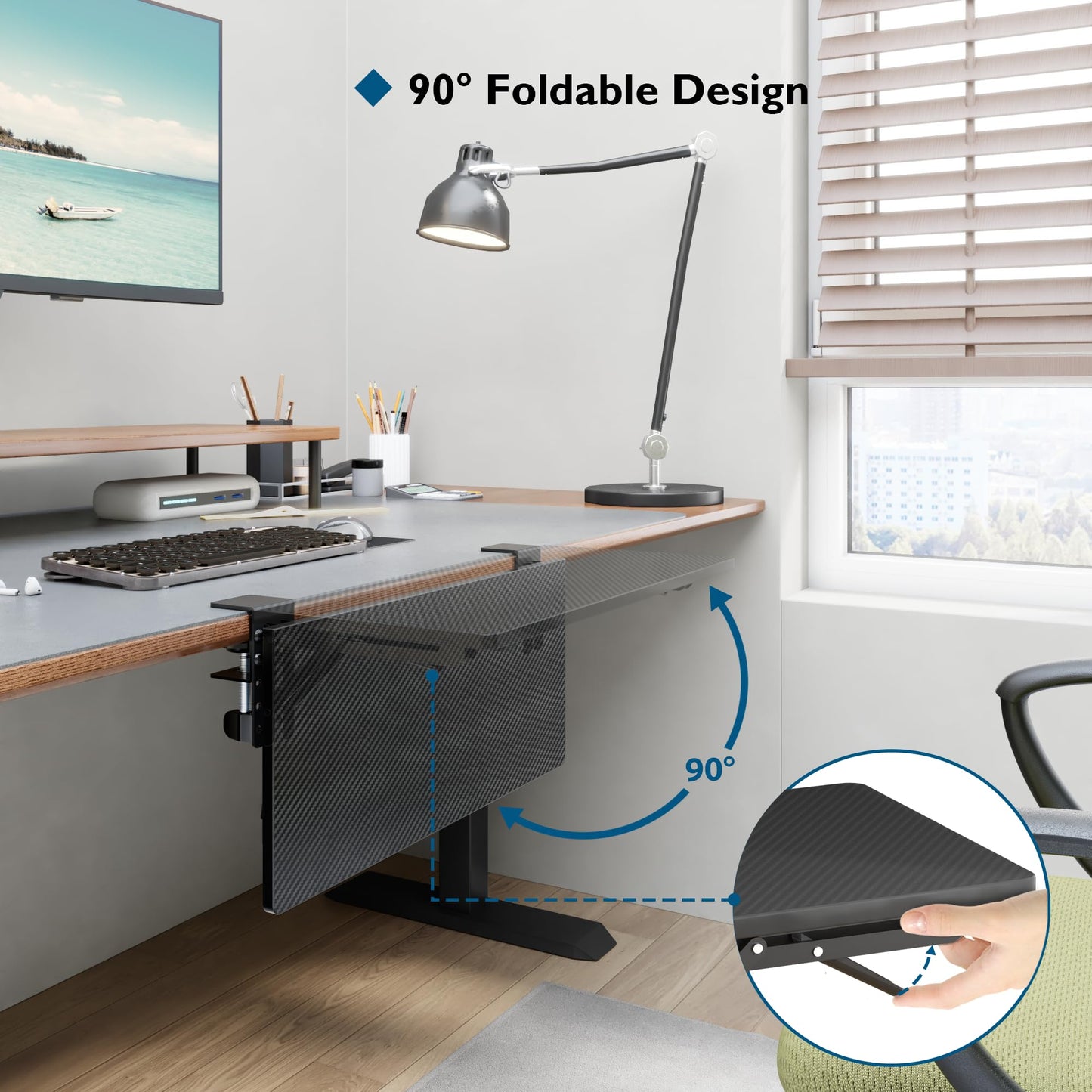 BONTEC Ergonomic Desk Extender Tray, 9.5"x9.1" Wrist Rest Shelf | 90°Foldable Elbow Support, Table Mount Arm, Clamp on Computer Arm Rest for Desk, Office & Home Use,Durable Easy to Install BST202