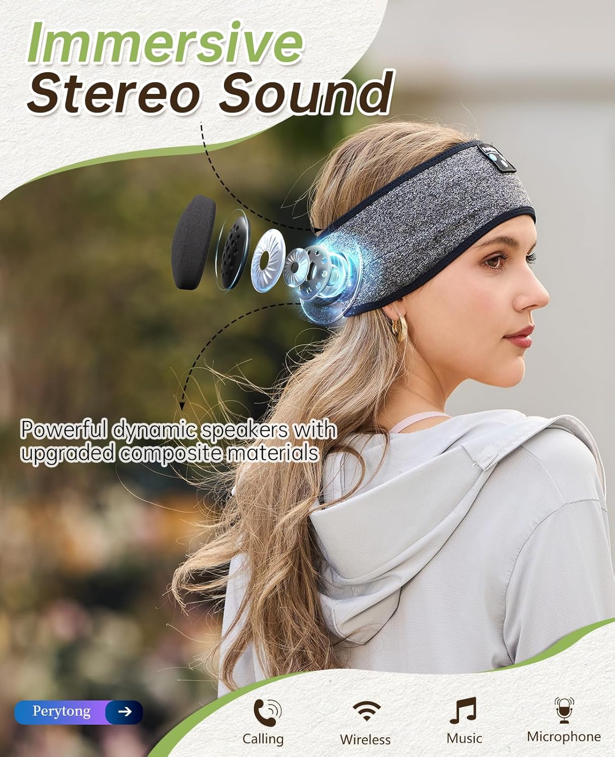 Perytong Sleep Headphones Bluetooth Headband 32