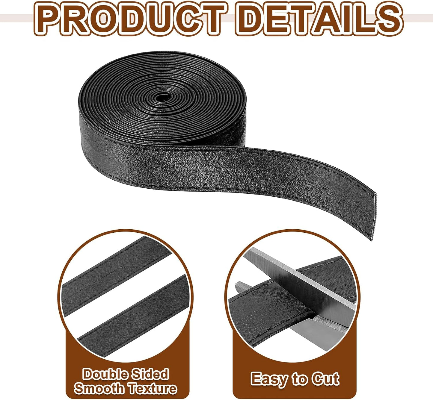 uxcell 118 Inches Double Sided PU Leather Strap, 0.79 Inches Wide Flat Leather Strips Cord String for Clothing Bag DIY Craft Making (Black) BST326L