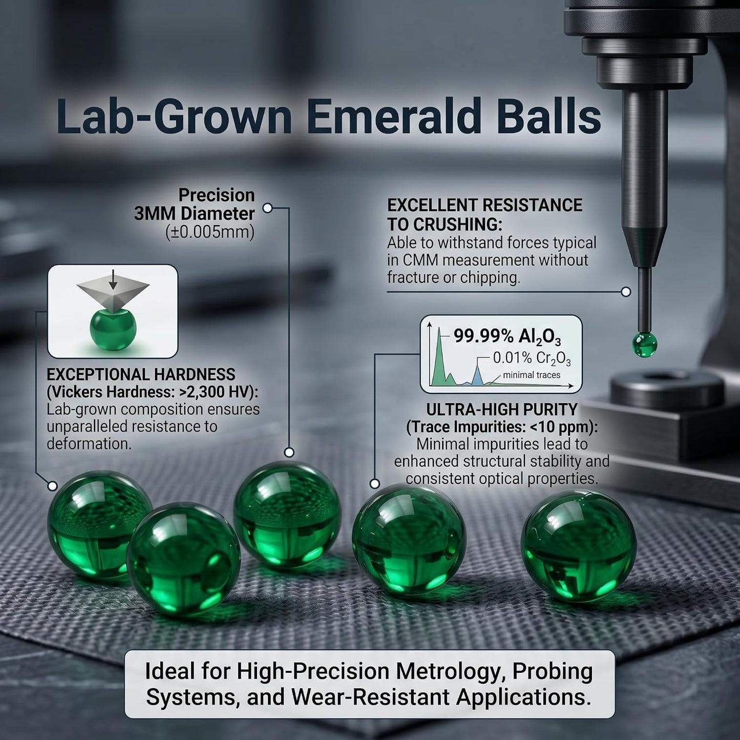Emerald Pearls, 3mm OD Size Emerald Beads - 12 Pack - 3mm Size Emerald Pearl Accessories for Dipwand Begleri Beads BST326L
