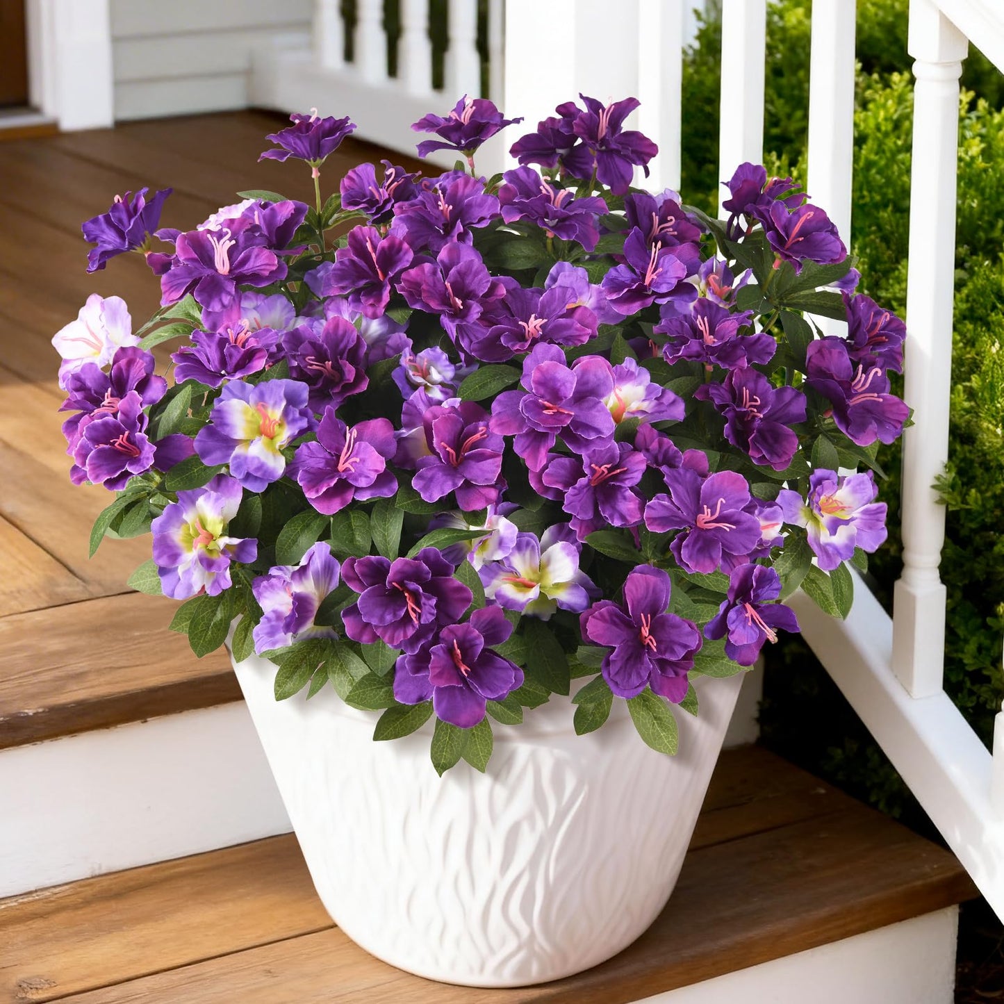 Hommyea Artificial Fake Flowers for Outdoor, 8 Bundles Faux Plants Silk Flowers Spring Decoration UV Resistant No Fade Plastic Flowers for Outside Planters Home Porch Patio Yard Garden Decor WN420