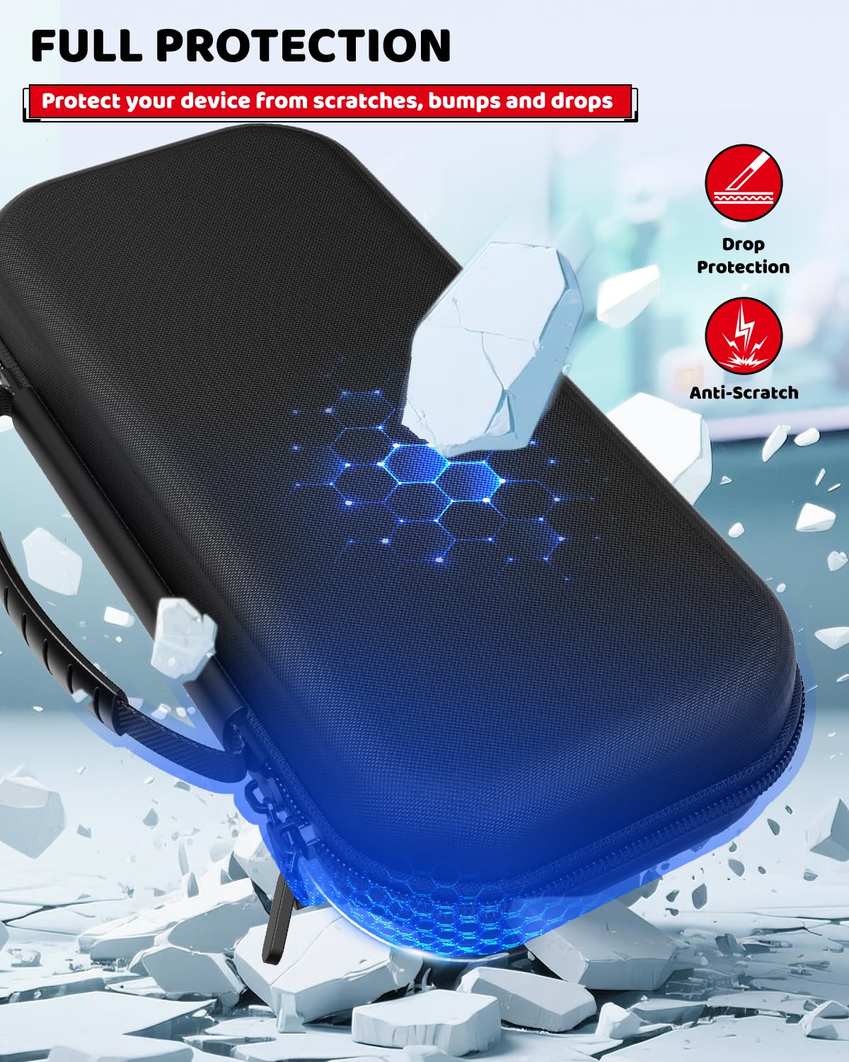 Klipdasse Switch 2 Carry Case for Nintendo Switch 2/1/OLED, Hard Shell with Soft Lining, 10 Game Card Slots, Silicone Handle, for Switch 2 Slim Case 2025 (Blue) WN420