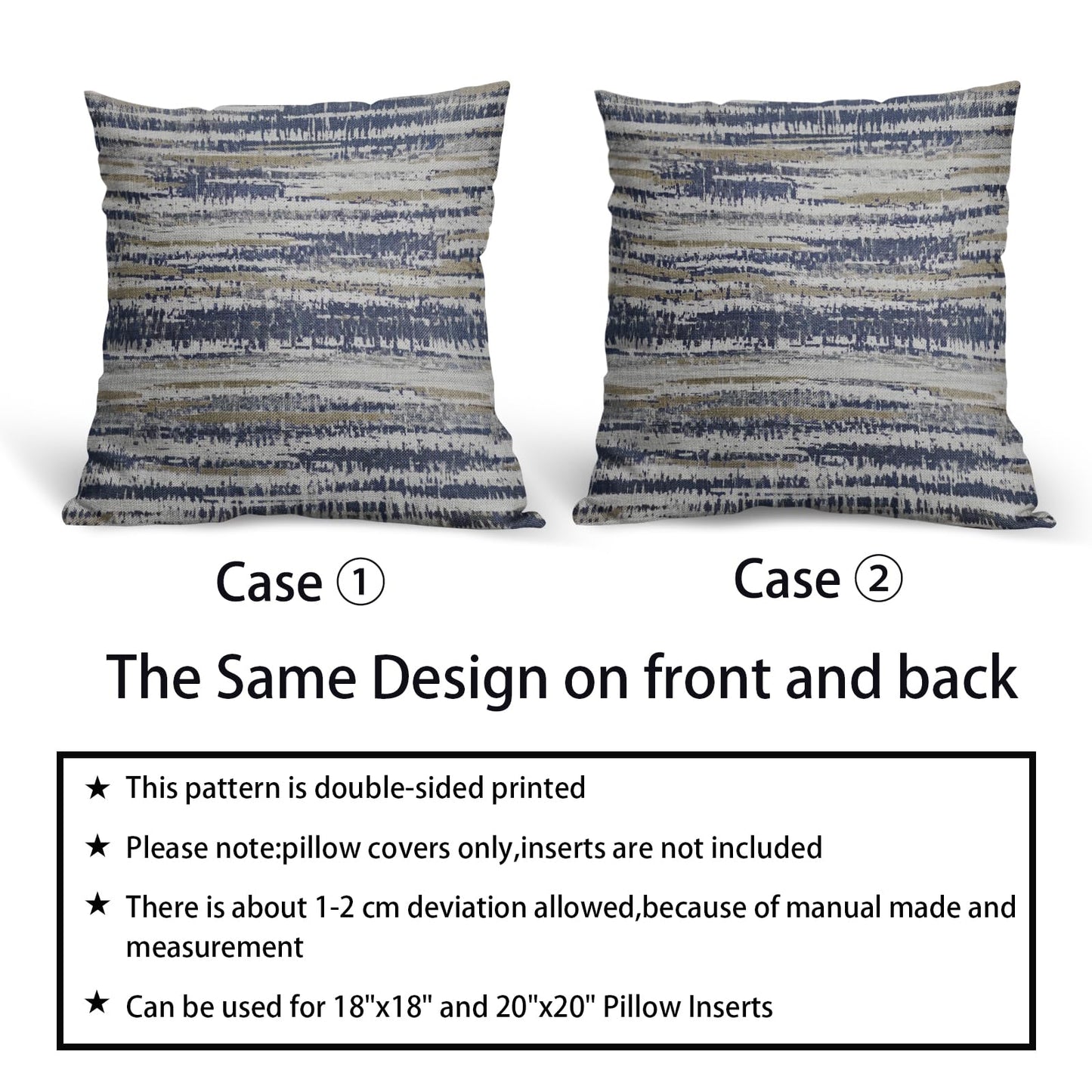 Navy Blue Grey Gray Pillow Covers 18x18 Set of 2 Abstract Plaid Pattern Decorative Outdoor Pillowcases Farmhouse Throw Cushion Case Couch Sofa Bed Decor BST220