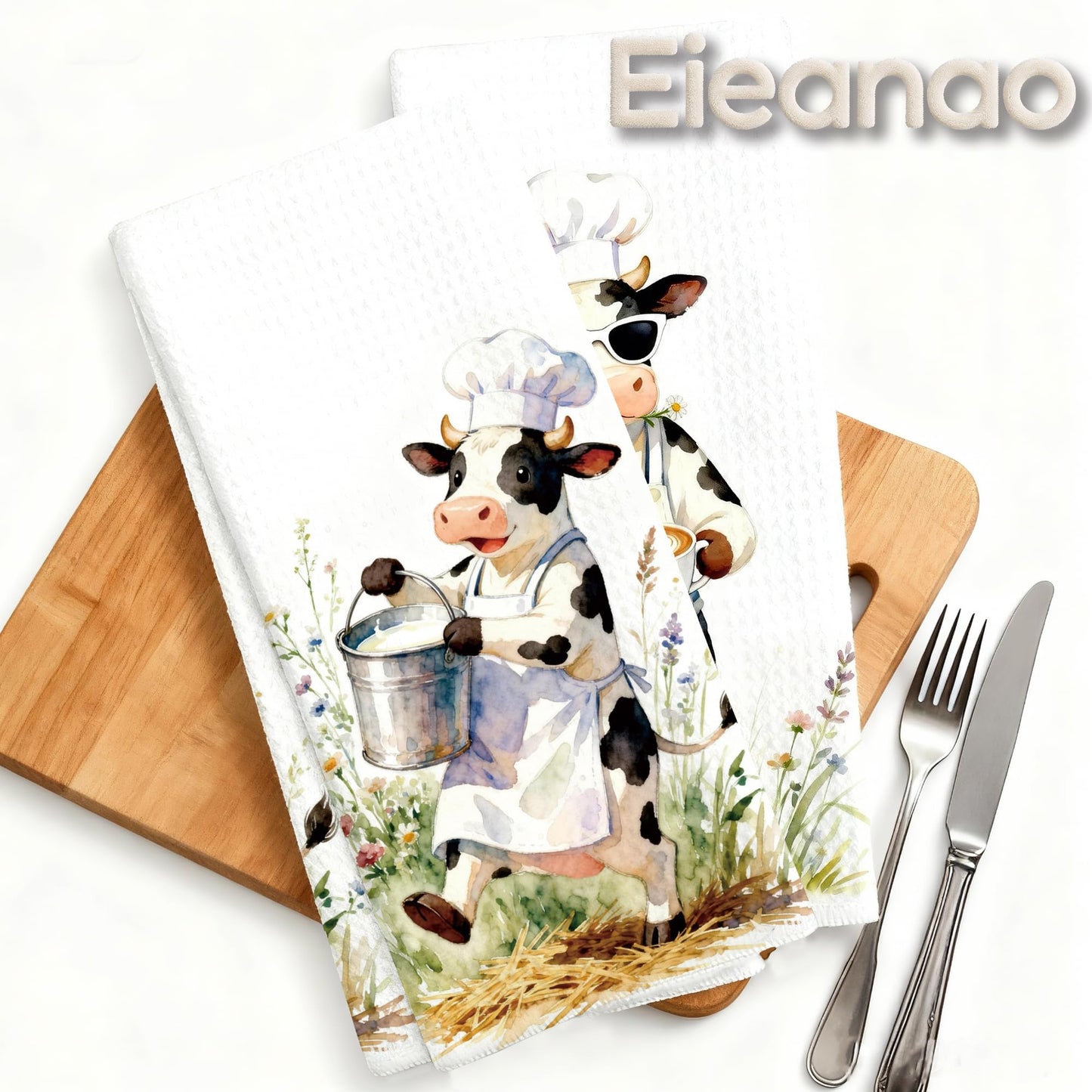 Funny Cat Gifts Kitchen Towels, Cute Cat with Knife and Fork Microfiber Dish Tea Towel for Kitchen Decor, Funny Cats Cooking Decor, is It Dinner Time Yet, 16x24 Inch BST220