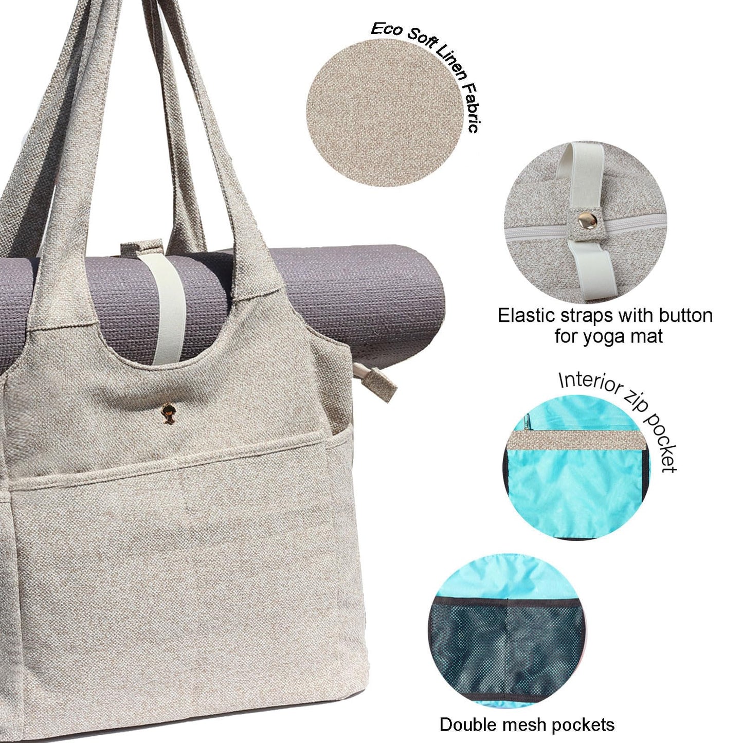 ESVAN Yoga Tote Bag Mat bag Women Shoulder Bags Carryall Tote for Travel Office Workout Gym Nurse Beach BST326H