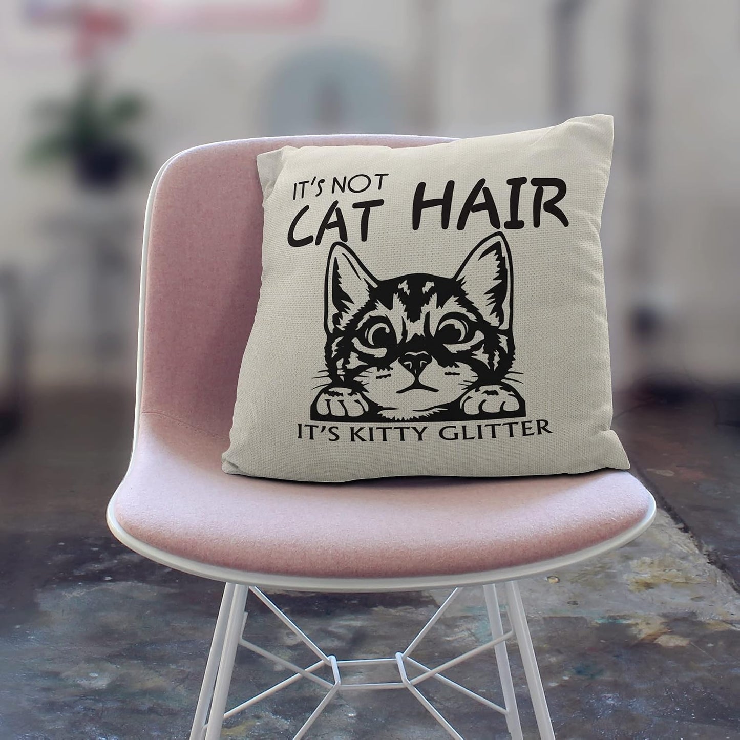 Cute Cat Pillow Covers - Maine Coon Pillow Covers 18x18, Cat Lover Gifts for Women, Funny Cat Gifts, Kitty Pillow Covers, It's Not Cat Hair It's Kitty Clitter WN420