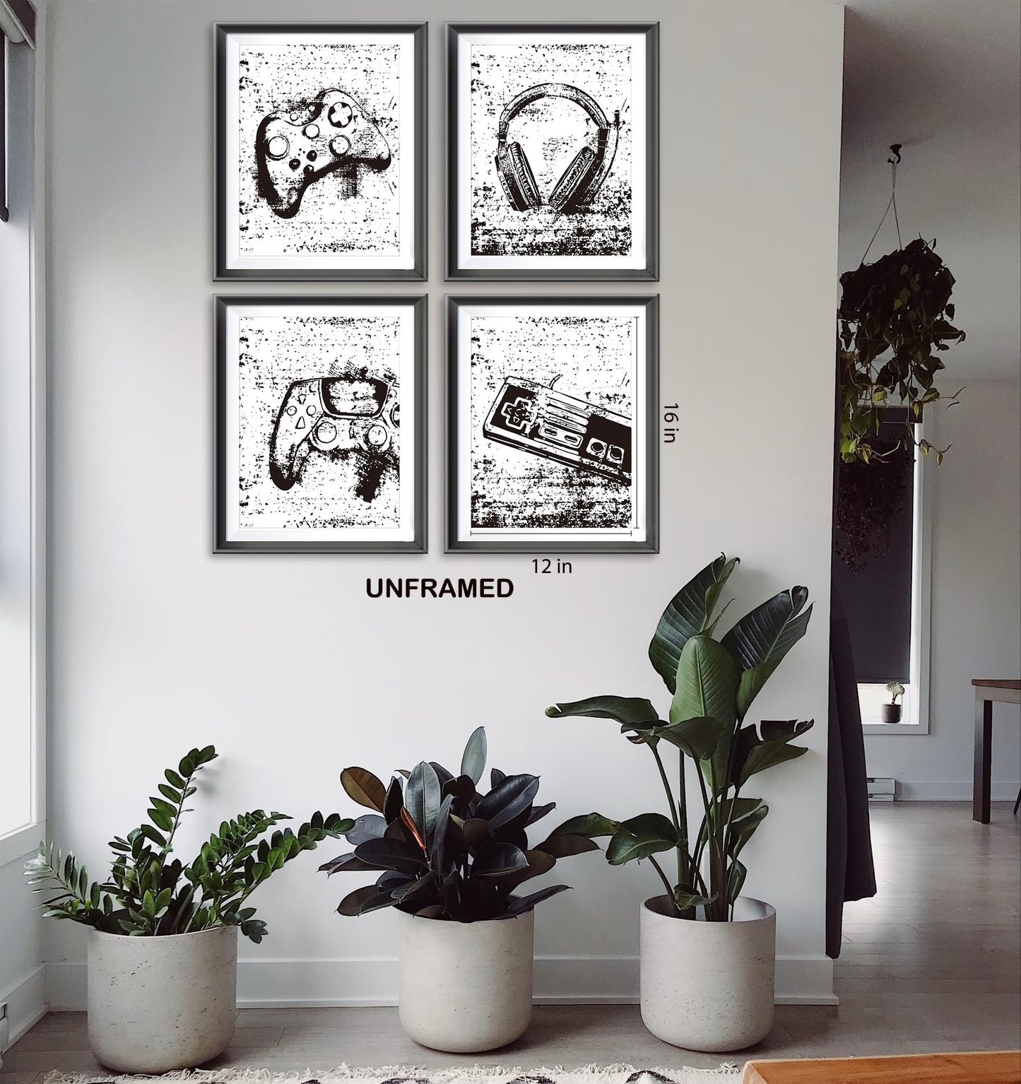 Retro Video Game Gaming Poster Prints for Home Boys Room Playroom Decor,Black And White Video Game Decorations Prints Wall Art Unframed 4pcs 8x10inches,Gift for Gamer Boys Gaming Love (8×10 inc) BST220