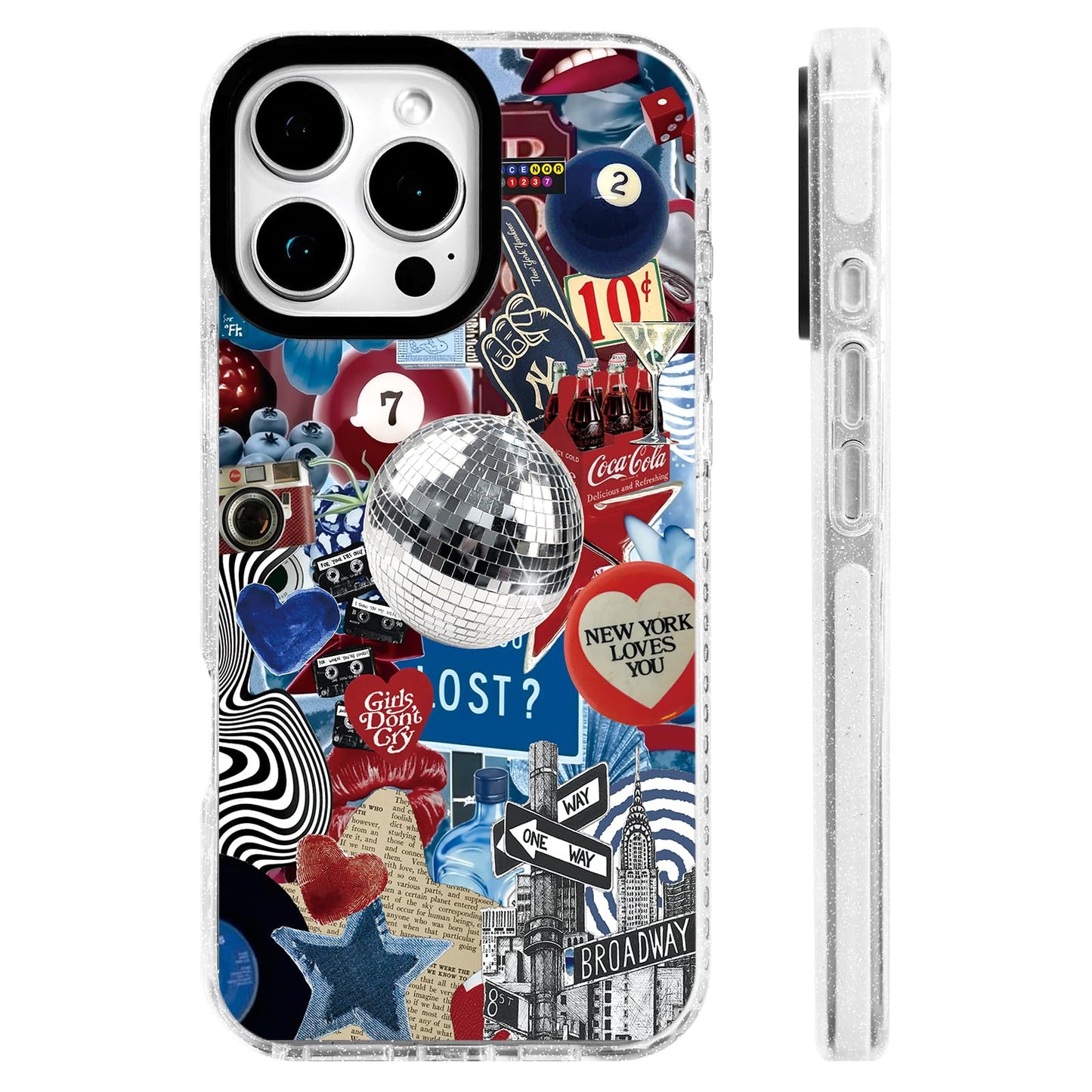for iPhone 16 Pro Case [Military-Grade Drop Protection/Stylish Soft TPU Protective/Camera Protection/for Women & Girls] - Beach Party Collage Pattern with Mermaid WN420