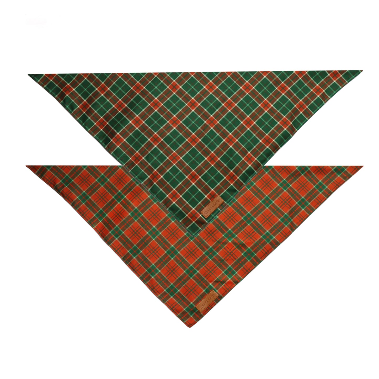 Realeaf Fall Thanksgiving Dog Bandanas 2 Pack, Orange Plaid Pet Scarf for Boy and Girl, Premium Durable Fabric, Holiday Halloween Bandana for Large and Extra Large Dogs (X-Large) WN420