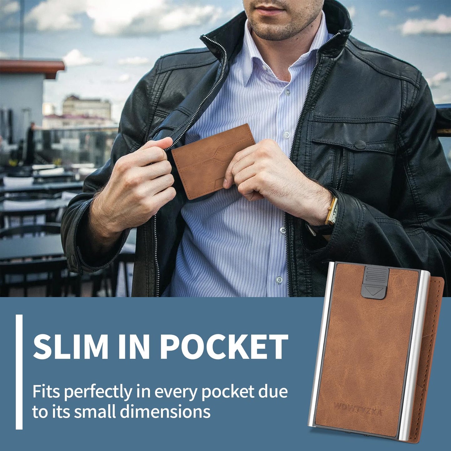 Mens slim Wallet，with RFID Shielding, Holds 9 Cards Easily, metal wallet， card wallet for Men, Minimalist Wallet For Men, Made of aluminum and Pu Synthetic Leather, Includes Cash clip (Black) BST202