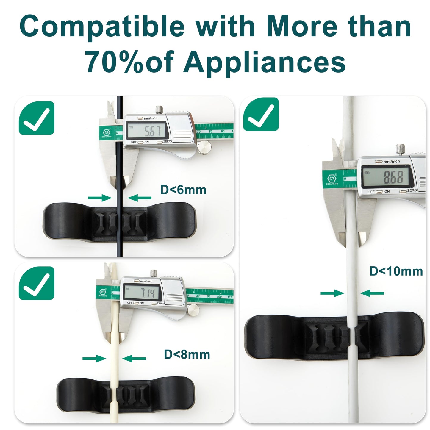 Cord Organizer for Appliance Stick On- Kitchen Appliances Cord Winder, Convenient Cord Wrapper for Mixer, Air Fryers, Juicers, Coffee Machines, Blender, Air Fryers, Black 6Packs WN420