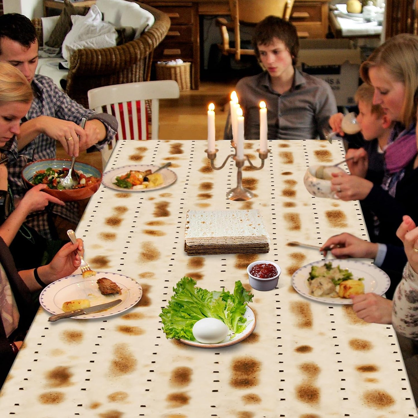 3 Pack Passover Decorations, 108" X 54" Passover Matzah Tablecloth, Disposable Plastic Seder Party Supplies, Rectangle Pesach Matzo Table Covers for Festival Holiday Party Home Dining Table Decor BST202