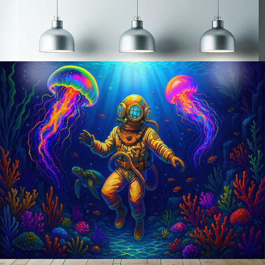 Starlit Patio Astronaut Blacklight Tapestry Trippy Forest Moon Vortex UV Reactive Galaxy Wall Hanging Psychedelic Space Poster Fluorescent Sci Fi Room Decor for Bedroom Dorm Gaming Lounge 78 x 59 Inch BST220