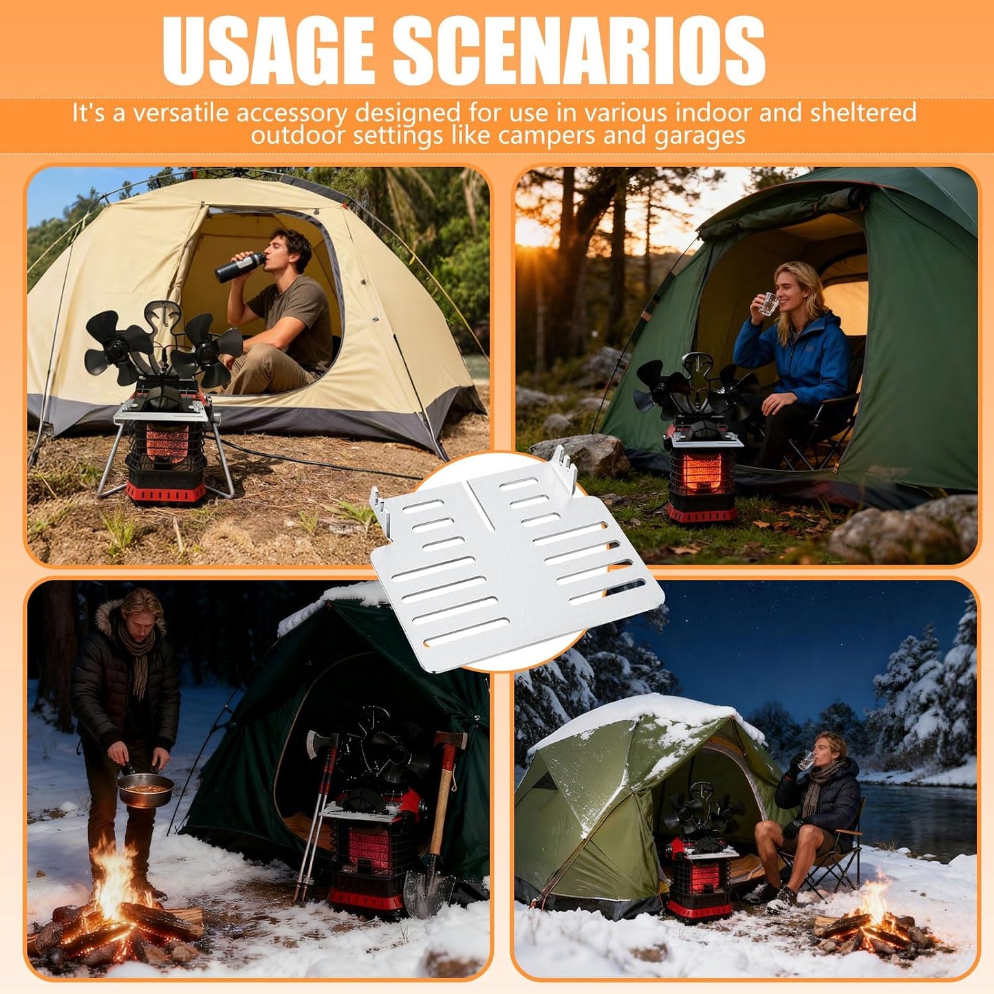 Heat Powered Stove Fan Mounted Accessories | For Mr. Heater Buddy MH9BX MH12HB MH18B, Portable Fan Stand for Enhanced Warmth in Winter Camping Tent Rooms BST202