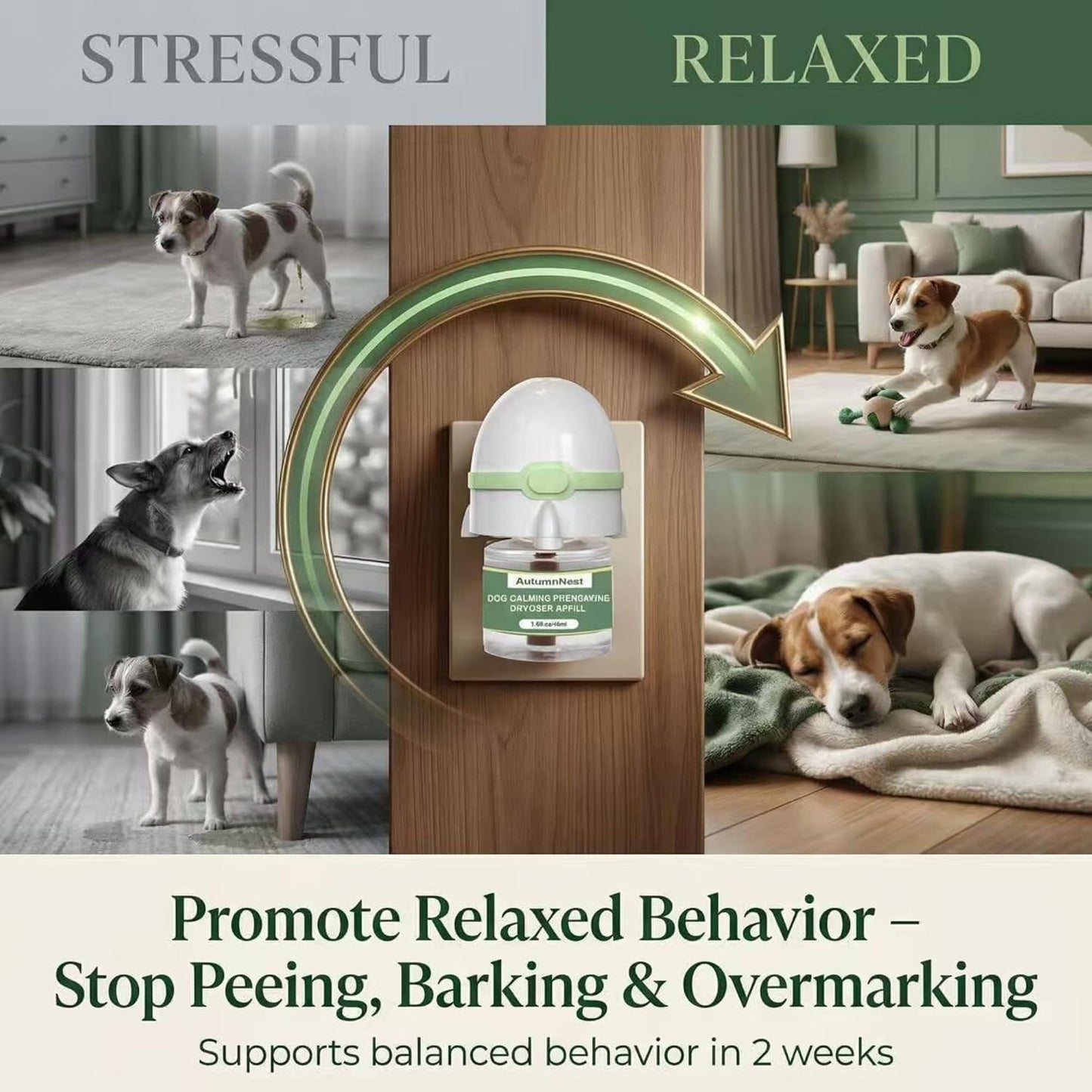 8-in-1 Dog Calming Pheromone Diffuser Kit – Pet Stress Support (2 Plug-Ins & 6x48ml Refills), Calming Diffuser for Dog During Thunderstorms, Travel, Separation, Fireworks & Vet Visits, 180-Day Supply WN420