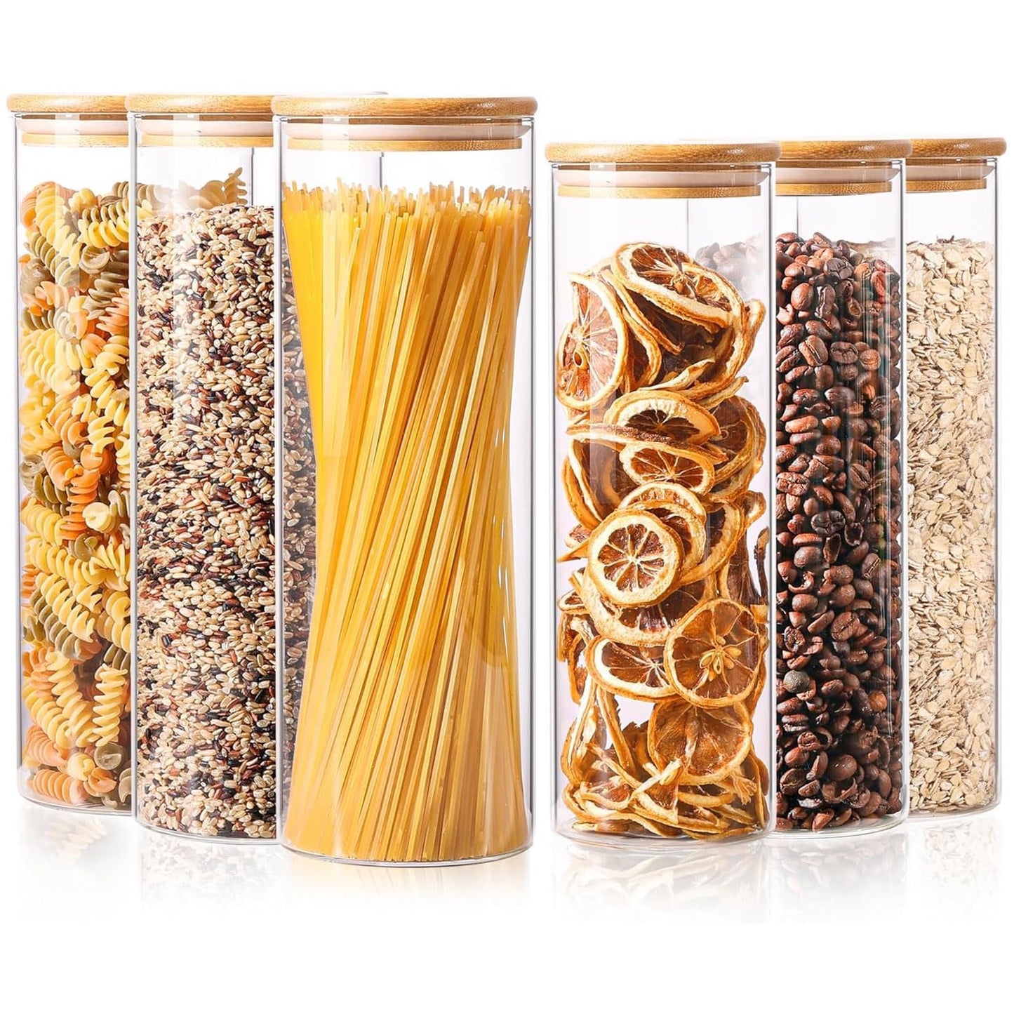 ComSaf Glass Storage Containers With Lids 0.5 Qt, 6 Pack Small Glass Jars | Small Glass Containers, Spice Jar 15oz, Candy, Family Snack Storage, Coffee Bar Organization, Size For Subpackage, BPA Free BST220