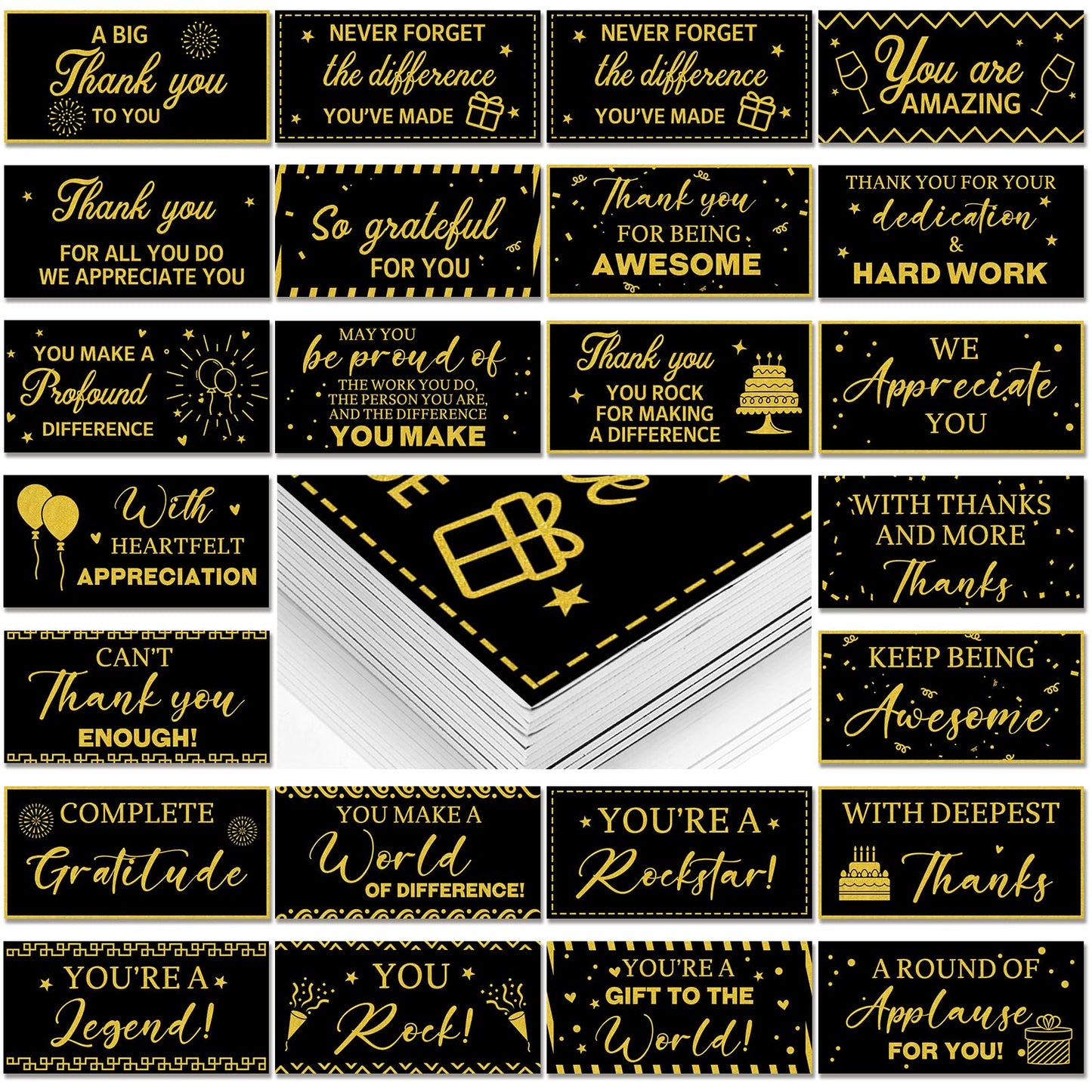 Tinlade 24 Designs Employee Appreciation Decorations Photo Booth Props We Appreciate You Blue Gold Thank You Party Decor Prop PVC Double Sided Selfie Signs for Staff Volunteer Retirement Teacher Nurse BST326H