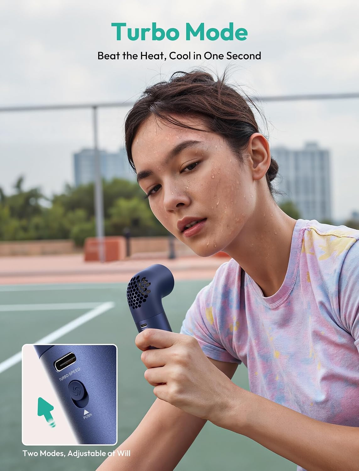 Aecooly Portable Handheld Fan, Powerful Turbo Air Tube Fan, 19000 RPM High Speed Aero Pro, 15H Max Cooling Time, 6 Speeds Aluminum Case, Mini Pocket Design, for Travel Beach Outdoor Activities -Blue WN420