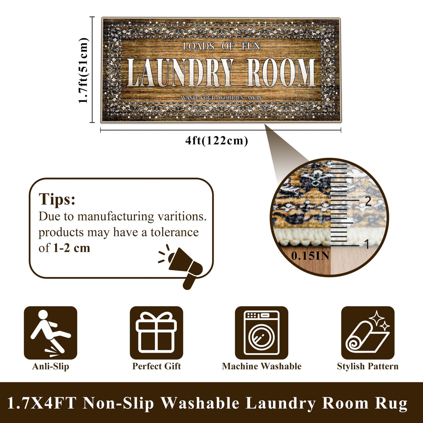 TOPRUUG 2x8 Kitchen Runner Rug: Non-Slip Kitchen Rugs Stain Resistant Kitchen Mats for Floor Low-Pile Carpet for Sink Soft Kitchen Runners Non Skid Washable 8 ft Mat Home Decor 2'x8' Beige BST202