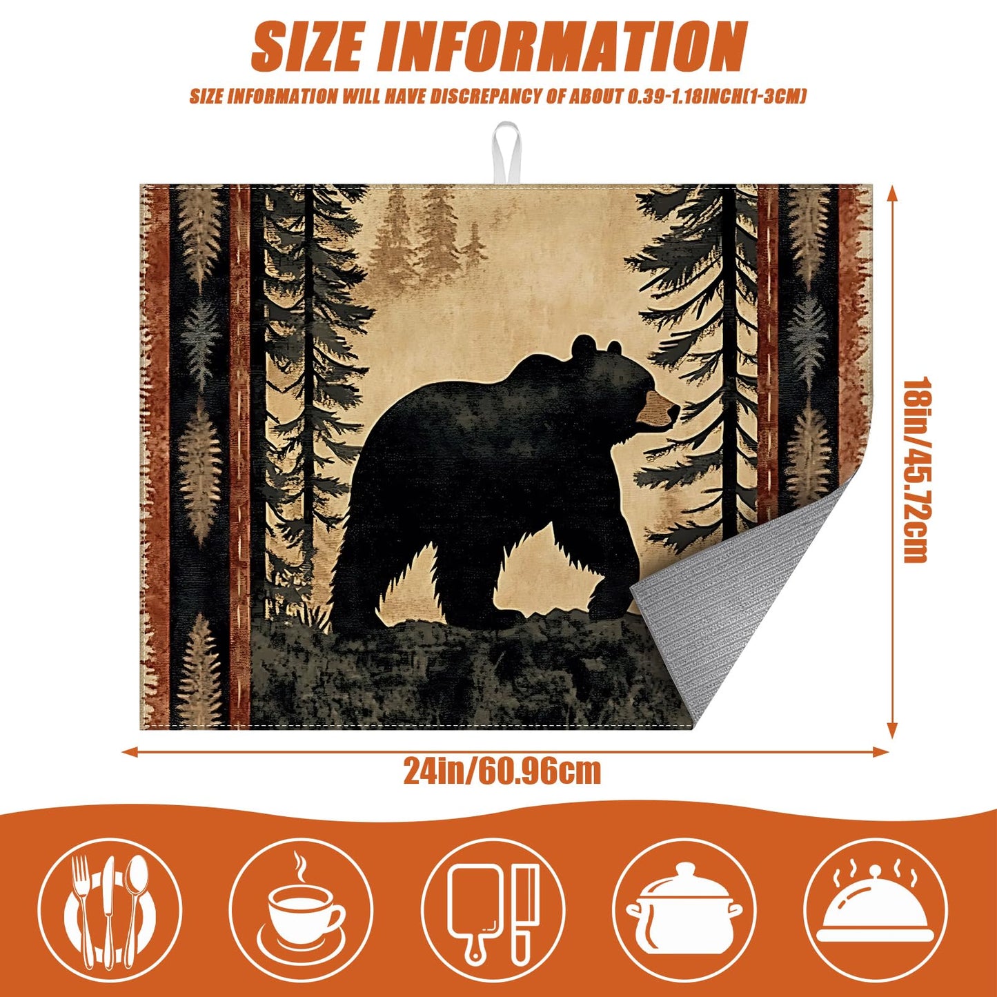 Brown Leopard Dish Drying Mat for Kitchen Counter Microfiber Absorbent Dish Kitchen Drying Mat Draining Reusable Washable for Dishes/Utensils/Counterto BST220