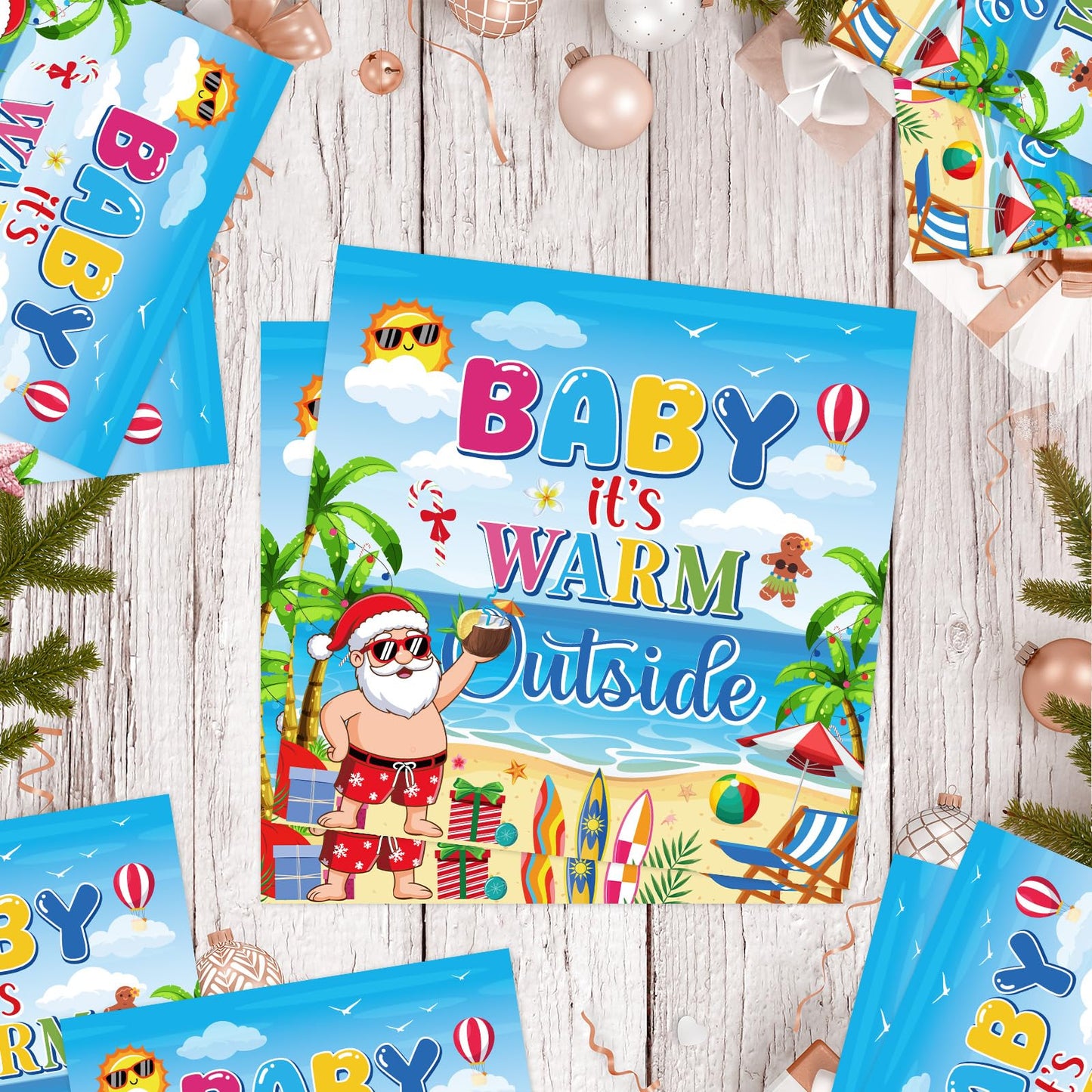 Gameza July Christmas Party Decorations, 50PCS There's Some Hohoho's in July Disposable Paper Napkins Decoration, Summer Xmas Beach Napkins Decor Supplies BST220