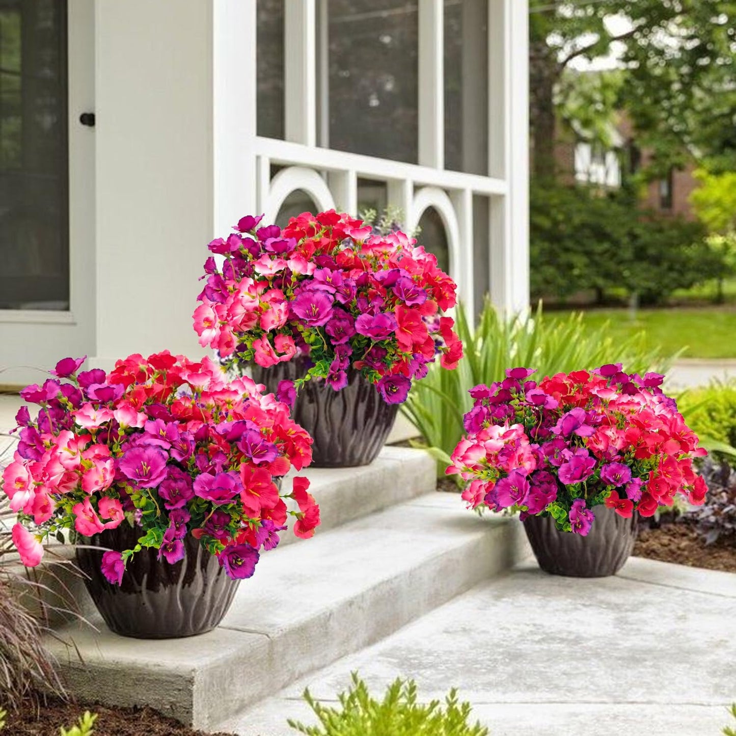 12 Pack Artificial Hibiscus Flowers UV Resistant Fake Silk Flowers for Outdoors Hanging Baskets Porch Patio Garden Decor Faux Tropical Plants BST202