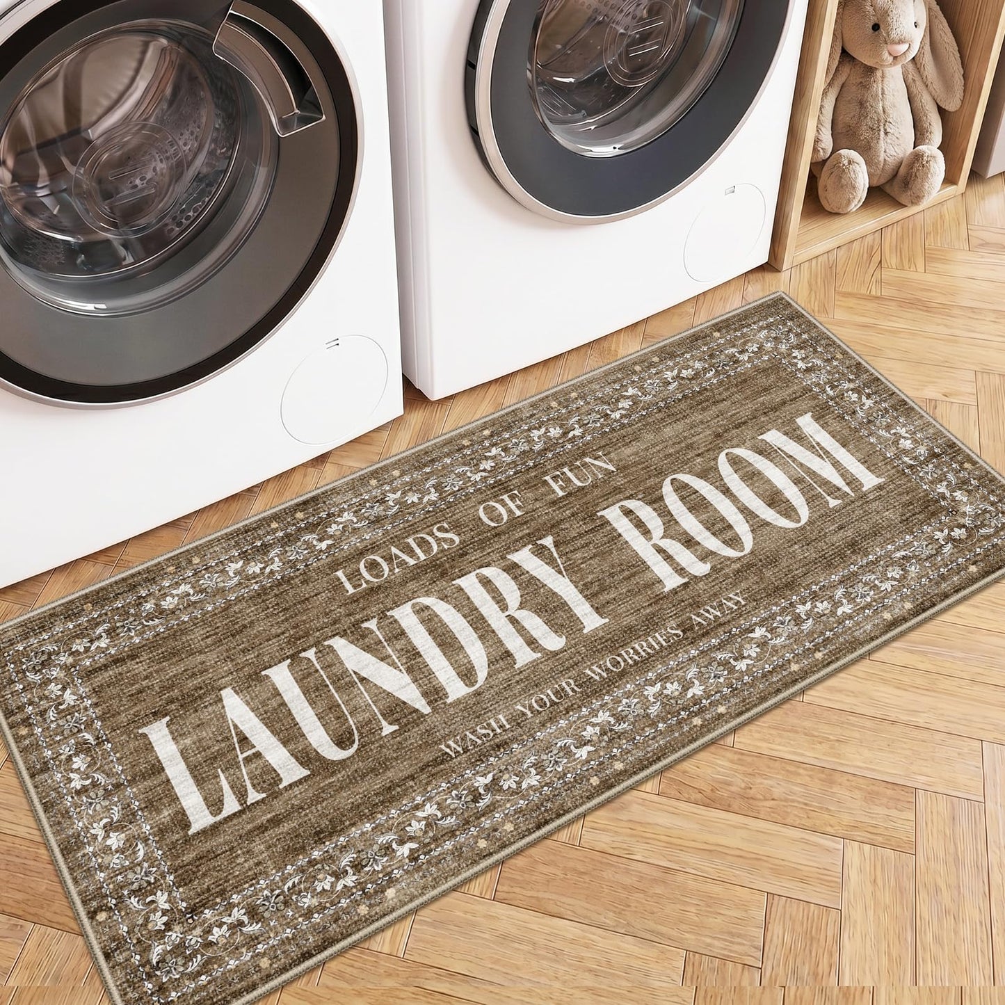 TOPRUUG 2x8 Kitchen Runner Rug: Non-Slip Kitchen Rugs Stain Resistant Kitchen Mats for Floor Low-Pile Carpet for Sink Soft Kitchen Runners Non Skid Washable 8 ft Mat Home Decor 2'x8' Beige BST202