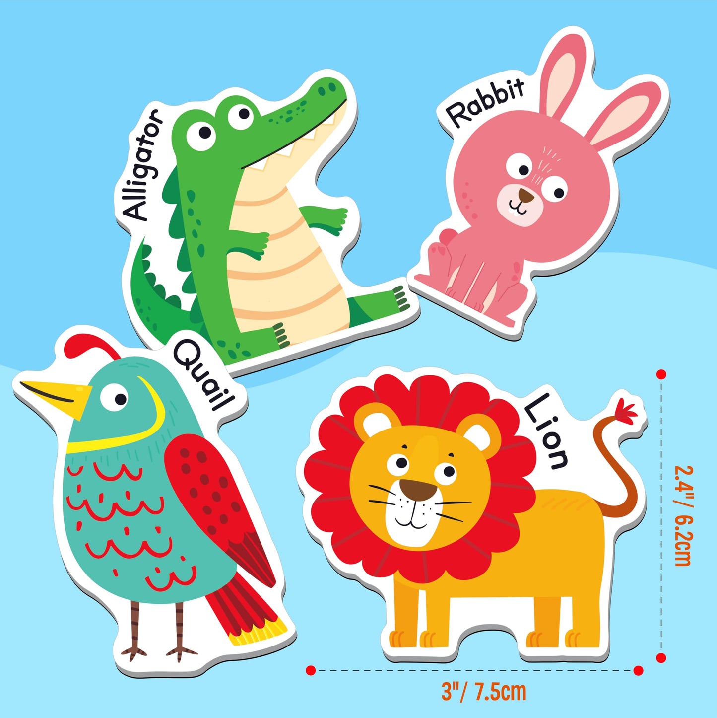 26PCS Animal Magnets, Magnetic A-Z Animals Fridge Decors for Toddlers Educational Learning Toy Refrigerator Magnets for Kids 3 4 5 Years Old BST220