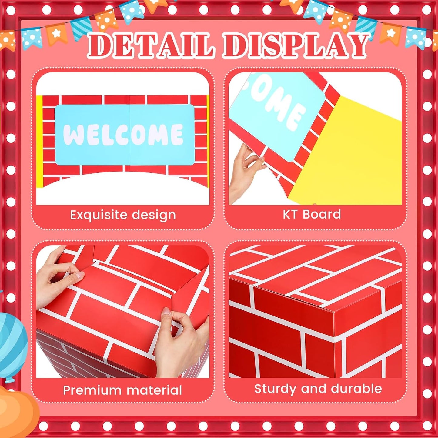Engrowtic 7 Pcs Game Cardboard Castle Arch Welcome Party Decorations 47 x 55 Inch Video Game Playhouse Boxes Castle House Backdrop for Photo Props Supplies Birthday Gift WN420