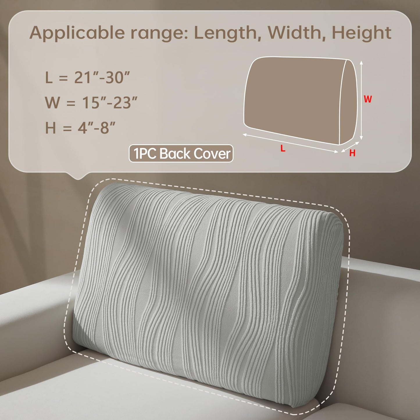 QIANMEW Couch Cushion Covers, Super Stretch Washable Sofa Slipcovers for L Shaped & Modular Seats, Pet-Friendly Furniture Protector with Stripe Design, (2 Seat Covers S, Dark Gray) BST326H