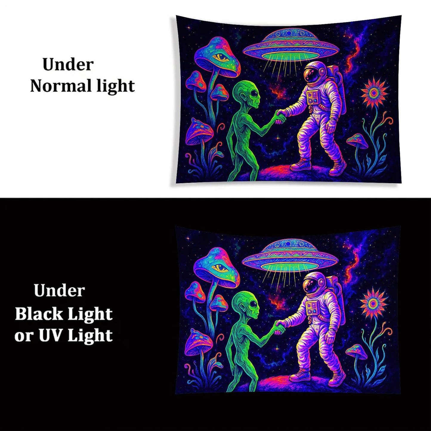 Starlit Patio Astronaut Blacklight Tapestry Trippy Forest Moon Vortex UV Reactive Galaxy Wall Hanging Psychedelic Space Poster Fluorescent Sci Fi Room Decor for Bedroom Dorm Gaming Lounge 78 x 59 Inch BST220