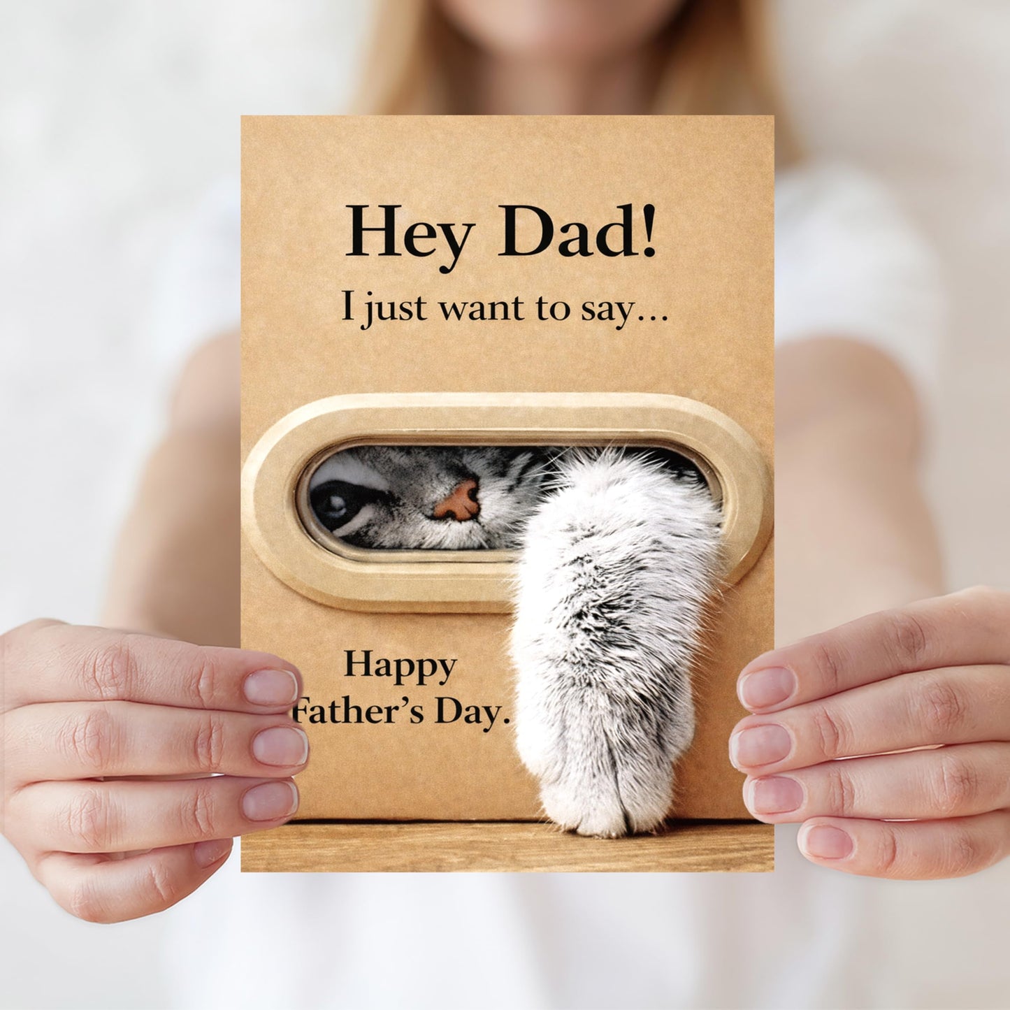 Funny Fathers Day Card for Dad, Father's Day Cards Gifts Decorations from Daughter Son, Happy Fathers Day Card from Cat, Cute Cat Dad Father's Day Decorations Gifts BST220
