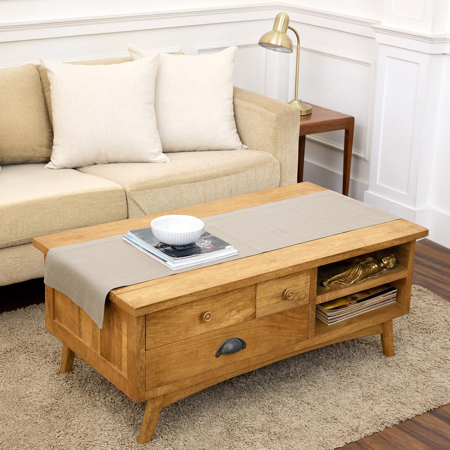 Solino Home 100% Pure Linen Dining Table Runner Cordovan, Sonoma 14 x 48 in | Table Runners for coffee tables, entryway tables and layered dresser styling | prewashed, relaxed drape | OEKO-TEX Certified BST326SOLH