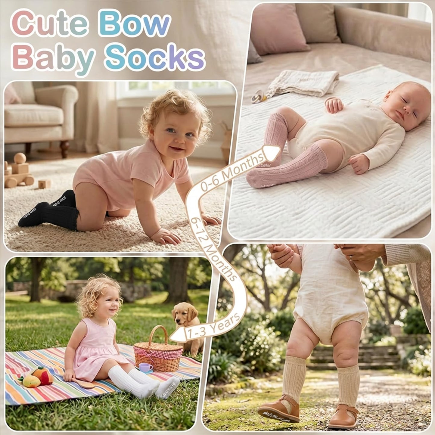 Toddler Girls Knee High Socks Soft Cotton Ruffle Long Tube Socks For Preemie Infant Newborn Toddler WN420