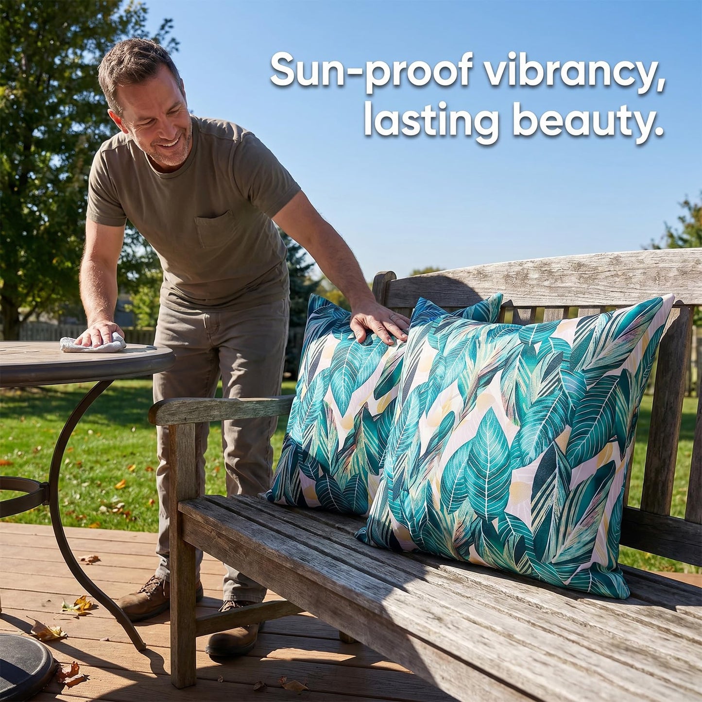 Outdoor Waterproof Pillow Covers Summer Decorative Throw Pillow Covers Tropical Leaf Couch Covers 20x20 Set of 2 Square Outdoor Floral Cushion Cases for Patio Furniture Garden Tent Balcony Bench BST220