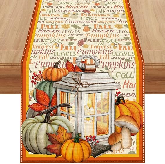 Linen Fall Placemats Set of 4 Fall Table Mats Farmhouse Pumpkin Butterfly Decor for Home Autumn Thanksgiving Home Kitchen Dining Room Table Decorations BST220