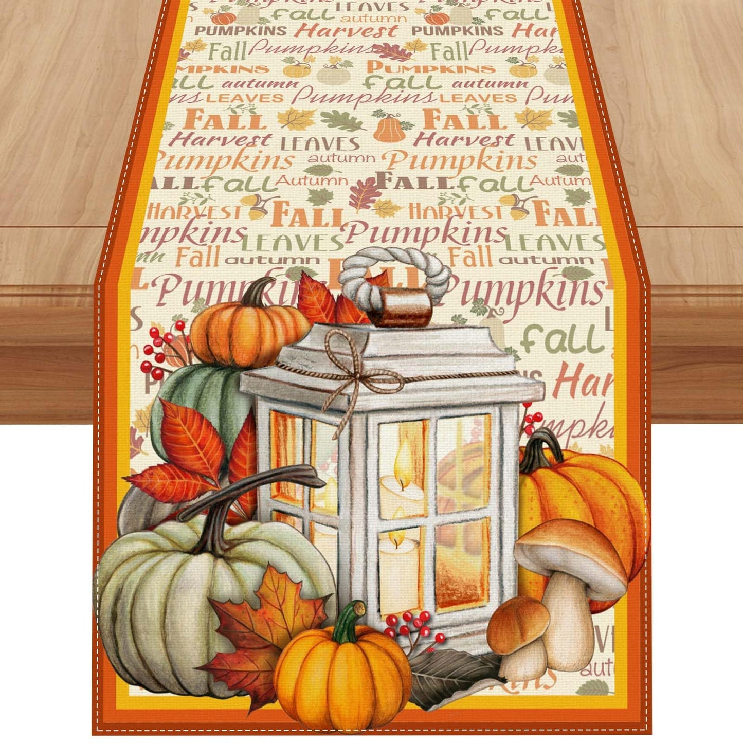 Fall Table Runner-Farmhouse Fall Leaves Pumpkin Table Decor Autumn Thanksgiving Home Kitchen Dining Room Table Decorations 13x36 Inch BST220