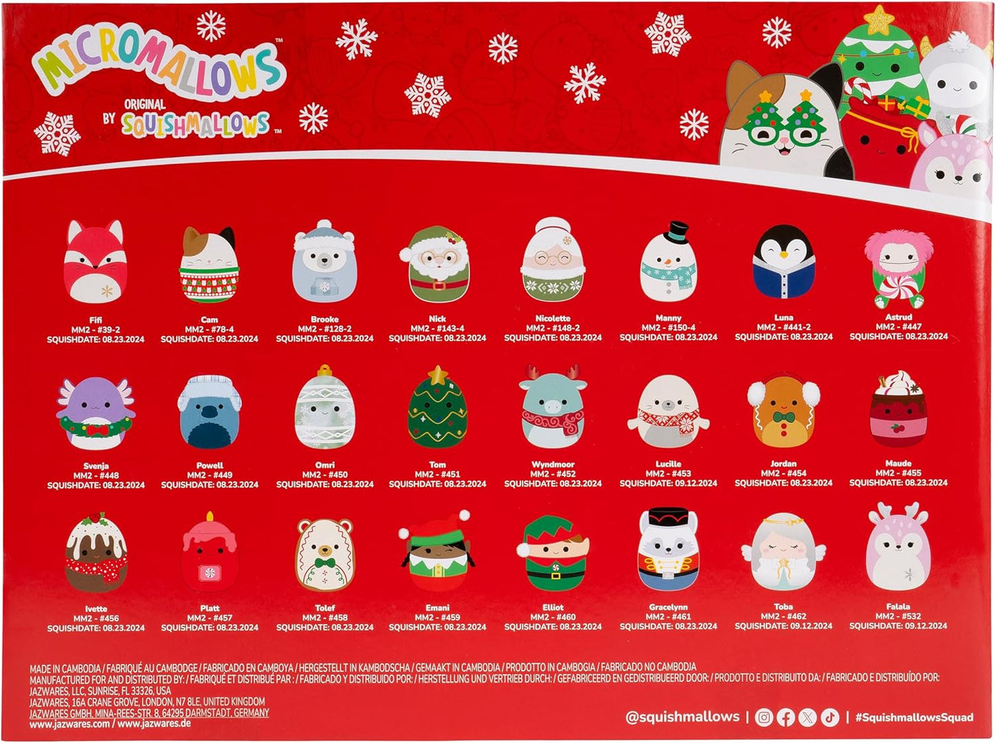 Squishmallows Original 24-Day Micromallows Holiday Plush Advent Calendar N30