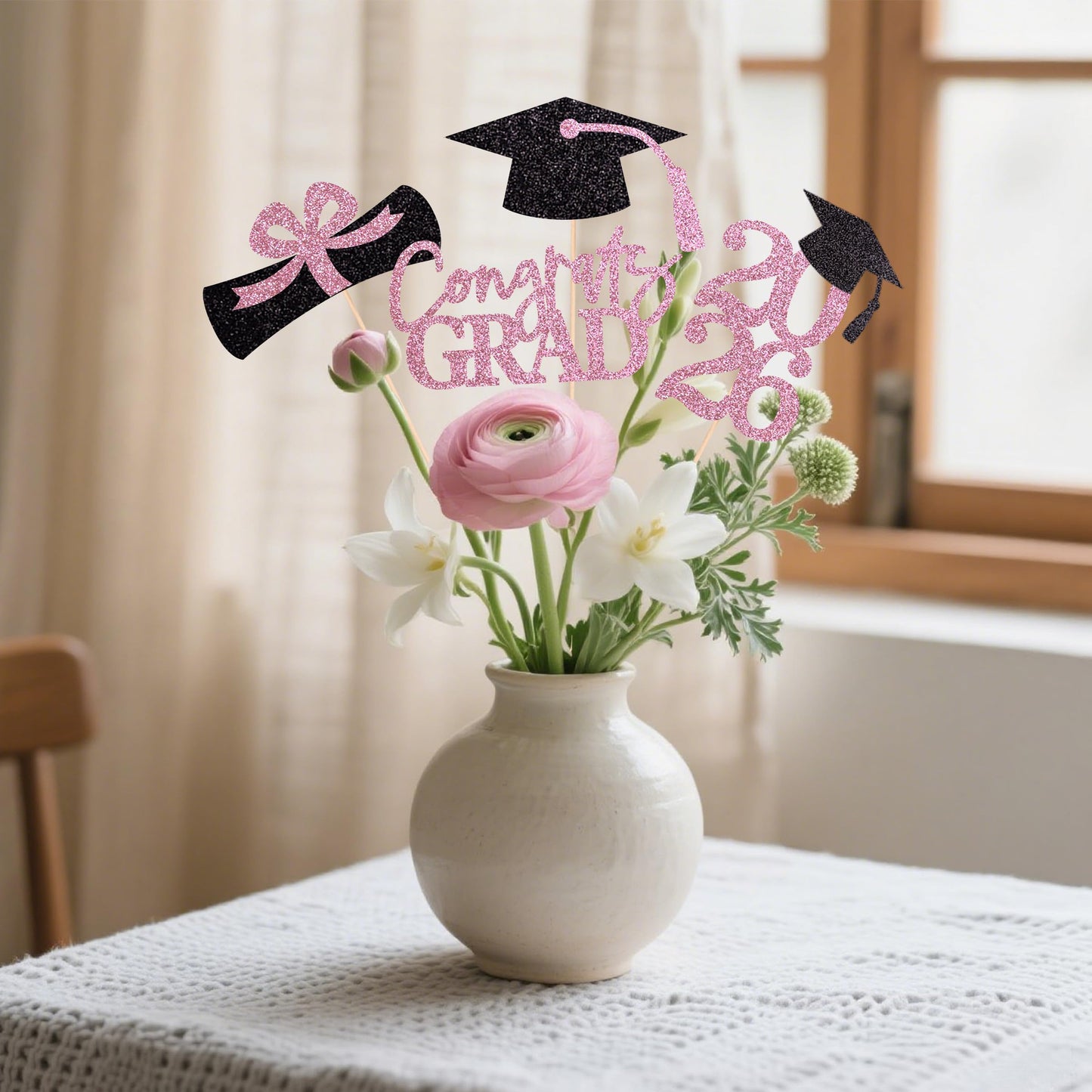 Graduation Centerpieces Class of 2026, 16 PCS Red Blue Double-Sided Table Toppers, Congrats Grad Party Decorations Supplies (Set of 4 Designs) WN420