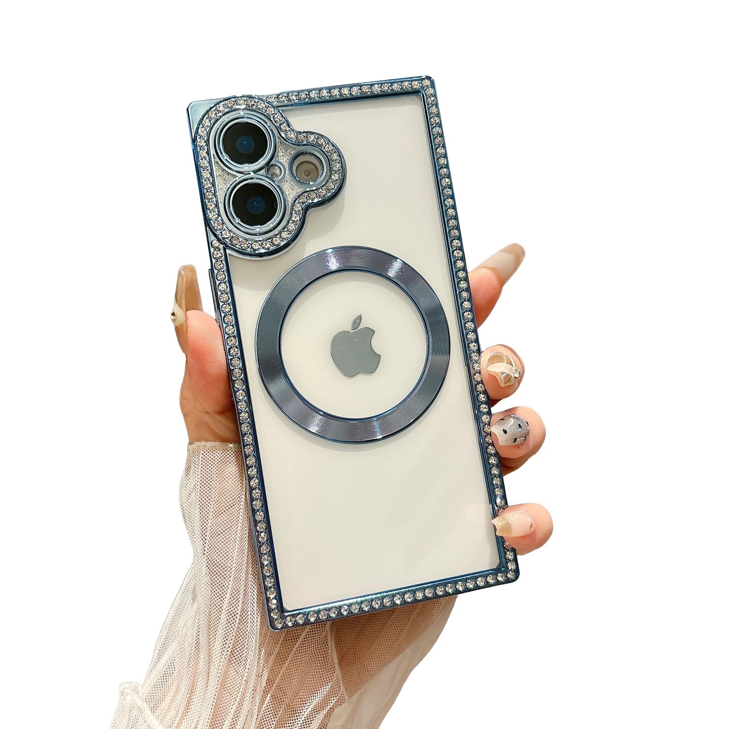 Owncase Magnetic for iPhone 13 Pro Case, Compatible with Magsafe, Crystal Diamonds Glitter Electroplated Edge Soft TPU Clear Phone Case for Women Girls, Gold WN420