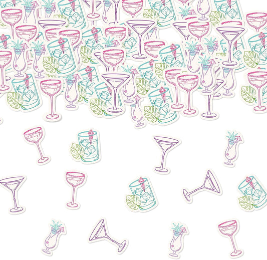 A Tiny Bit Older Birthday Decoration Woman, 200pcs Martini Cocktail Theme Table Confetti Hand Drawn Scribble 4 types Double-Sided Printing for Margarita Birthday Bachelorette Wedding Decor BST220